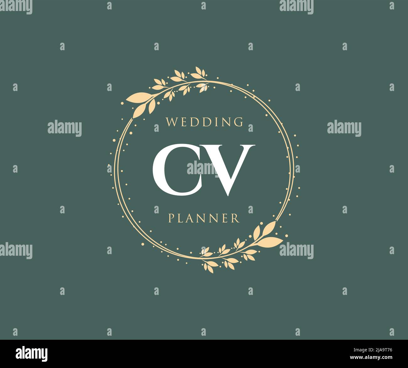 CV Initials letter Wedding monogram logos collection, hand drawn modern minimalistic and floral templates for Invitation cards, Save the Date, elegant Stock Vector