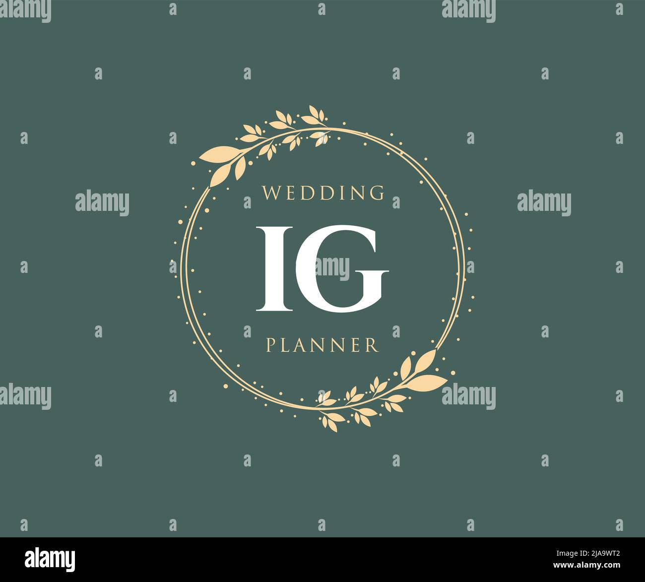 IG Initials letter Wedding monogram logos collection, hand drawn modern minimalistic and floral templates for Invitation cards, Save the Date, elegant Stock Vector