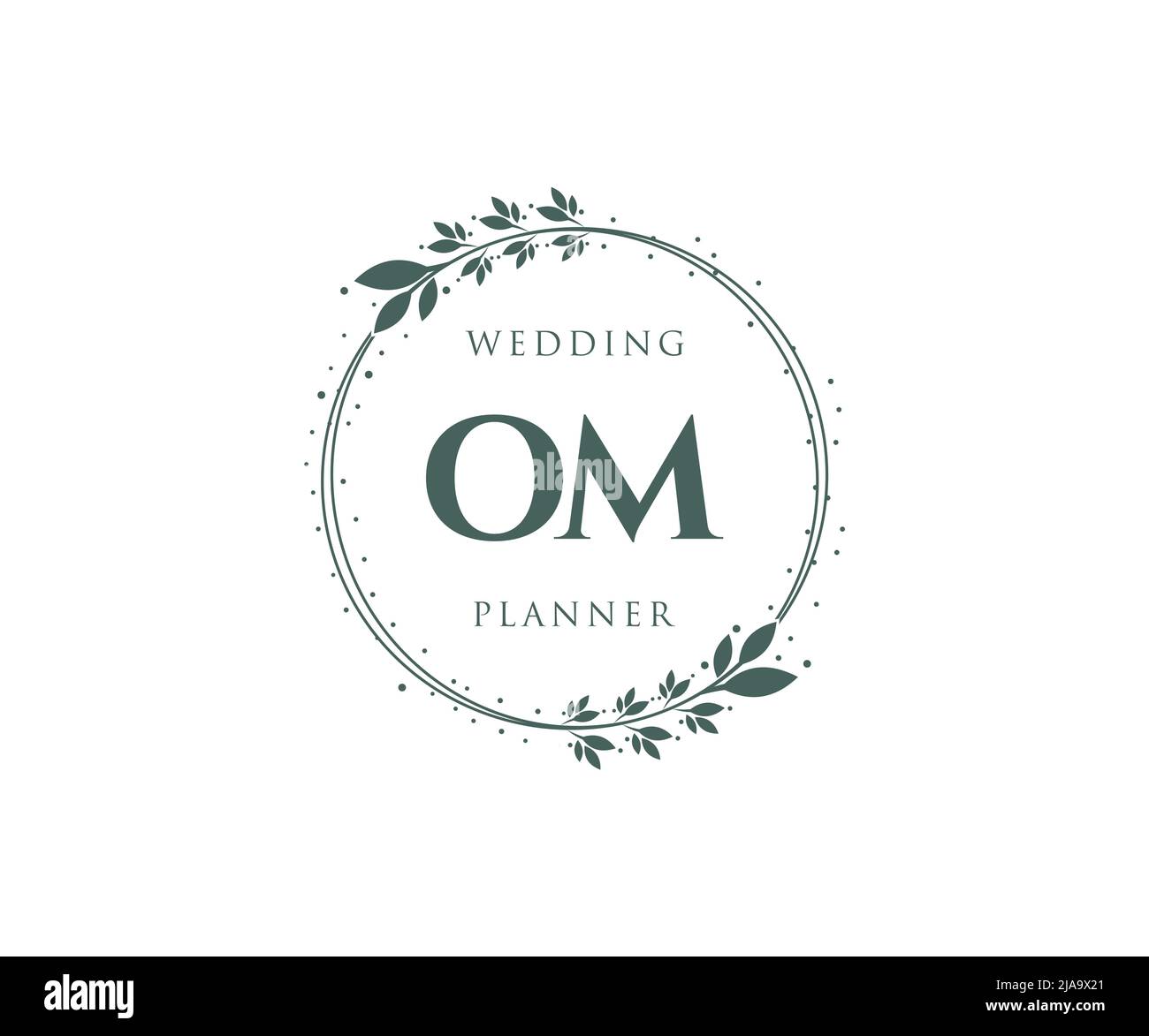 OM Initials letter Wedding monogram logos collection, hand drawn modern minimalistic and floral templates for Invitation cards, Save the Date, elegant Stock Vector
