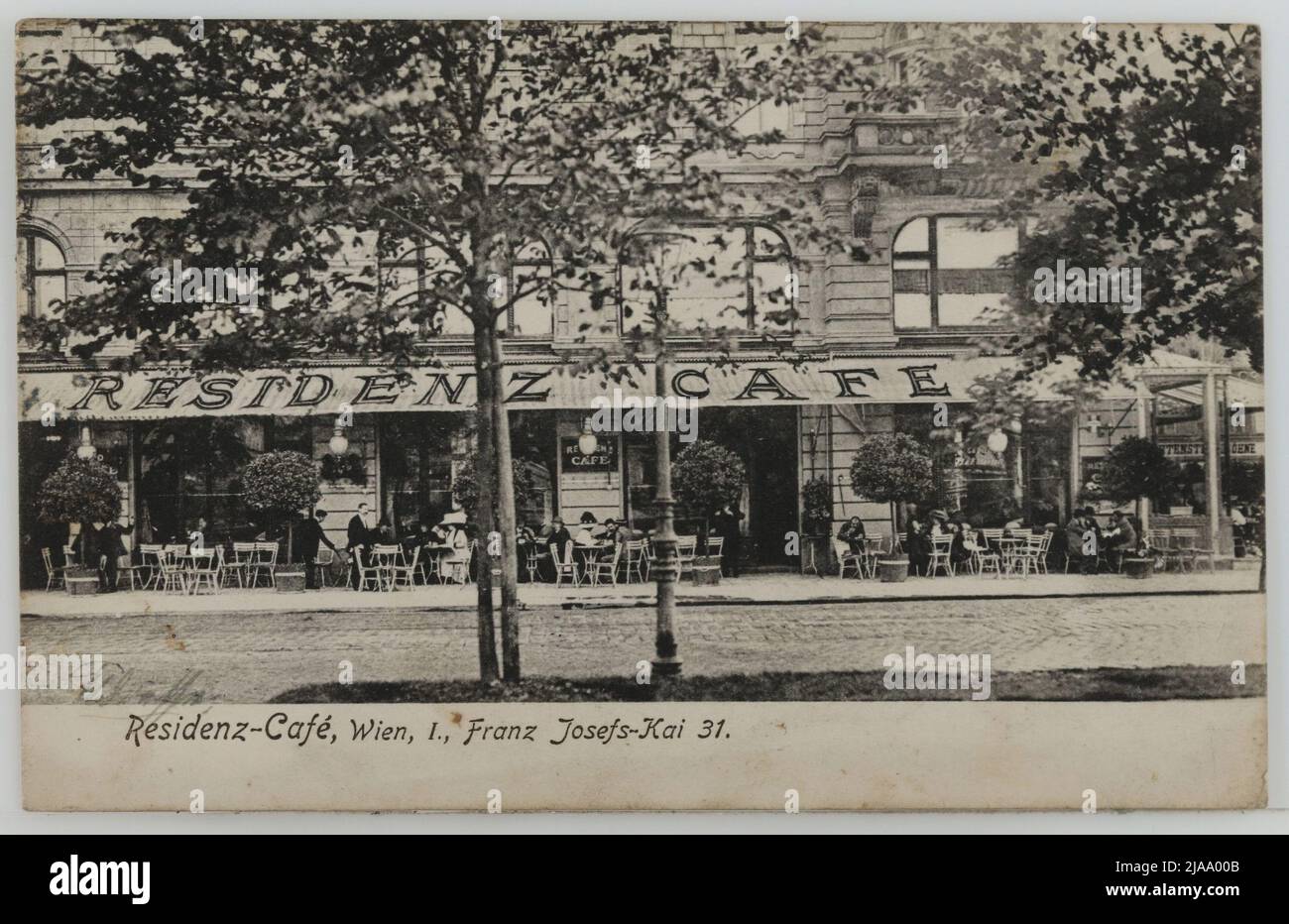 1st, Franz-Josefs-Kai 31-Residenz-Café, postcard. Unknown Stock Photo