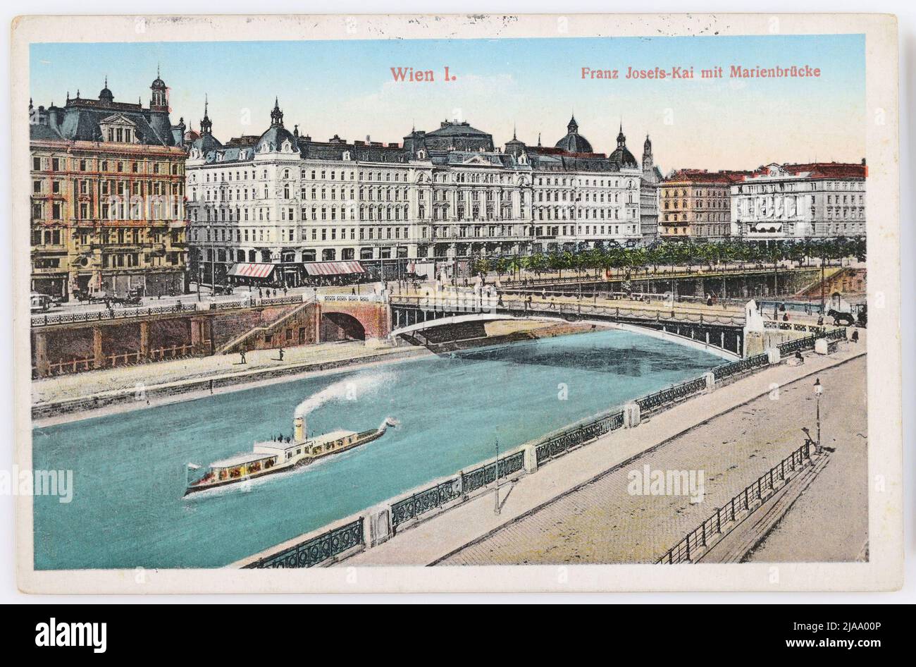 Vienna I. Franz Josefs-Kai with Marienbrücke. Sperlings Postkartenverlag (M. M. S.), producer Stock Photo