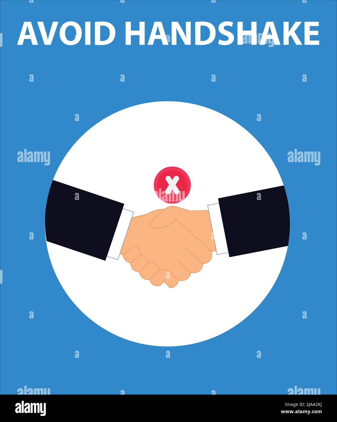 Safety precaution poster for covid 19. Avoid handshake with your friend and office staff. Stock Vector