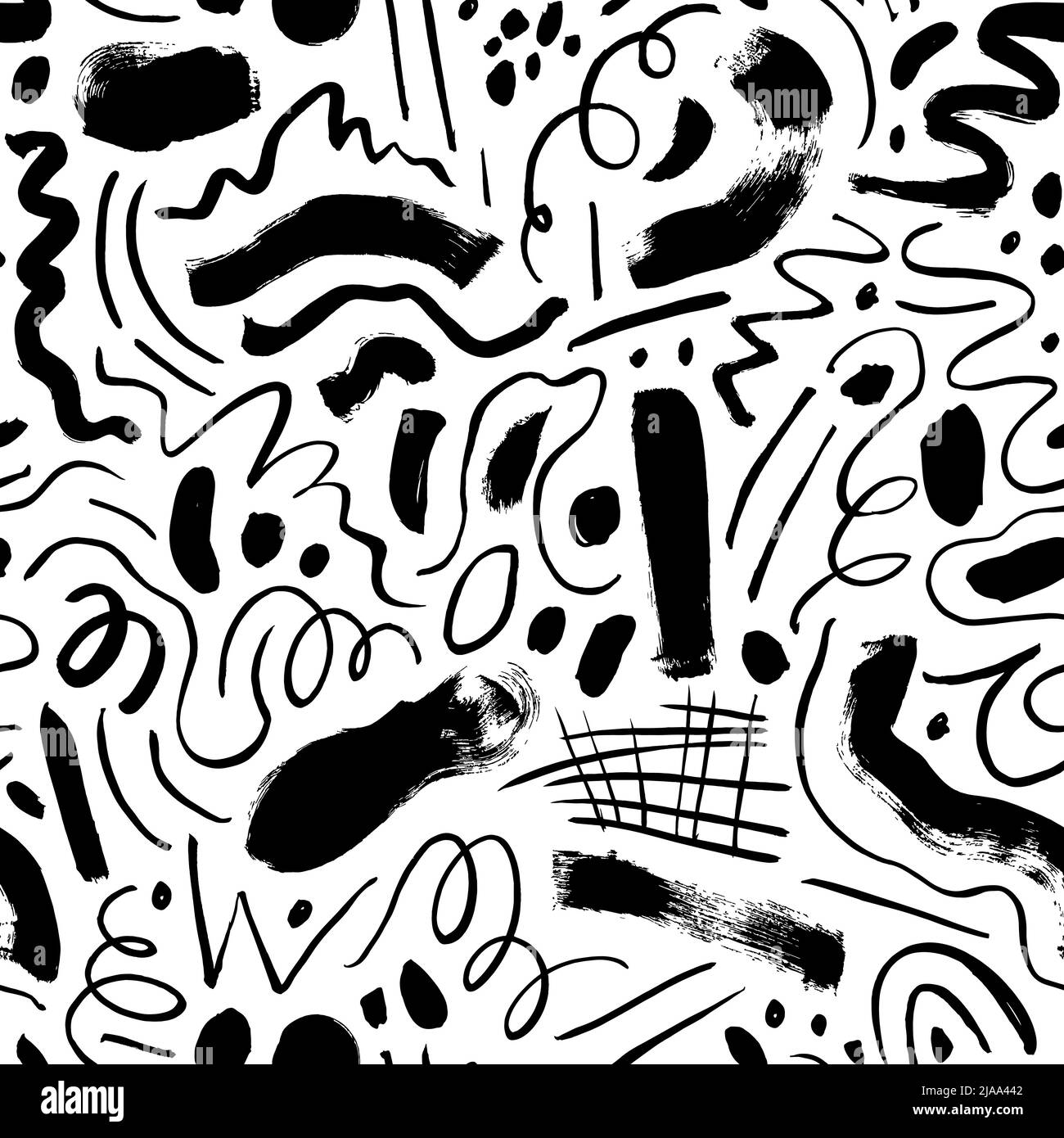 Wavy and swirled brush strokes seamless pattern. Stock Vector