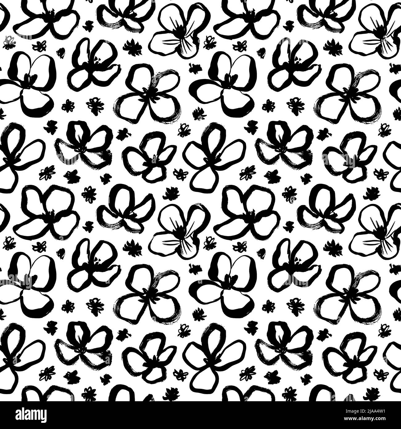 Hand drawn black botanical vector seamless pattern Stock Vector Image ...