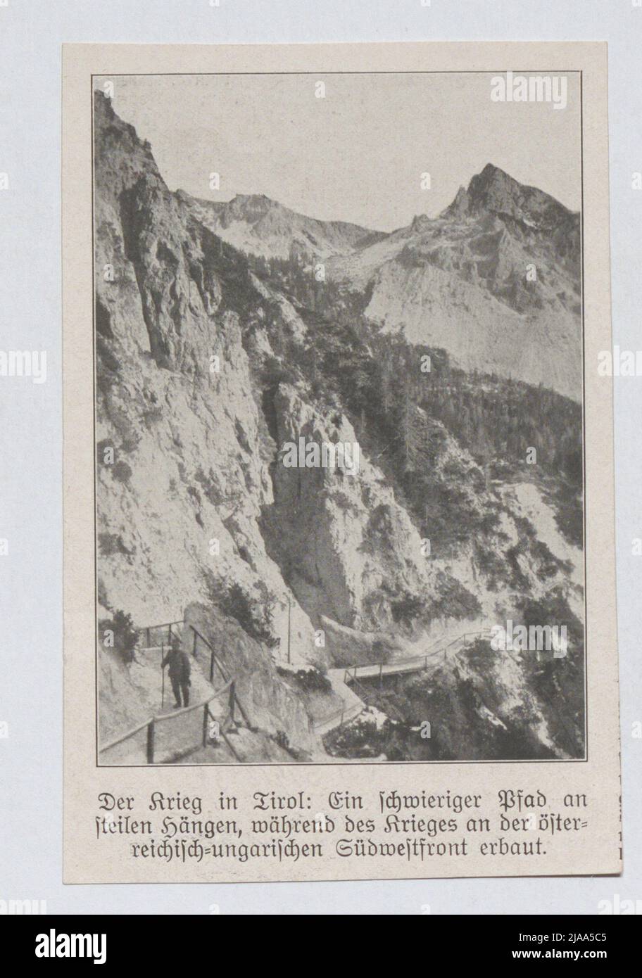 Excerpt from the Leipziger 'Illustrated Zeitung' No. 3801 of May 4, 1916, page 578: Mountain path on the Italian front. Unknown Stock Photo
