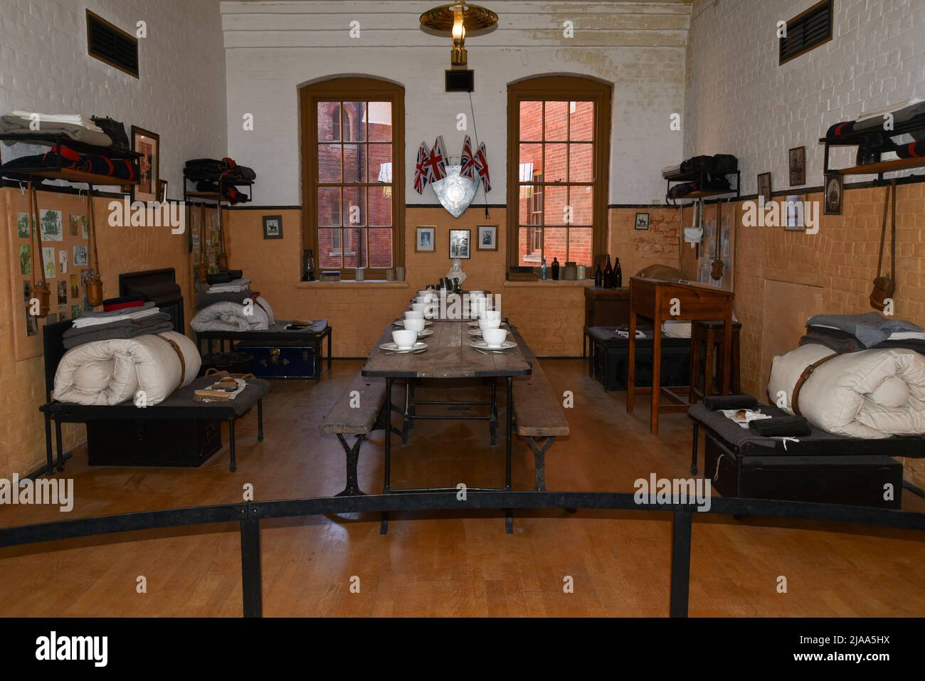 Reproduction of how soldiers quarters looked inside Fort Nelson in the