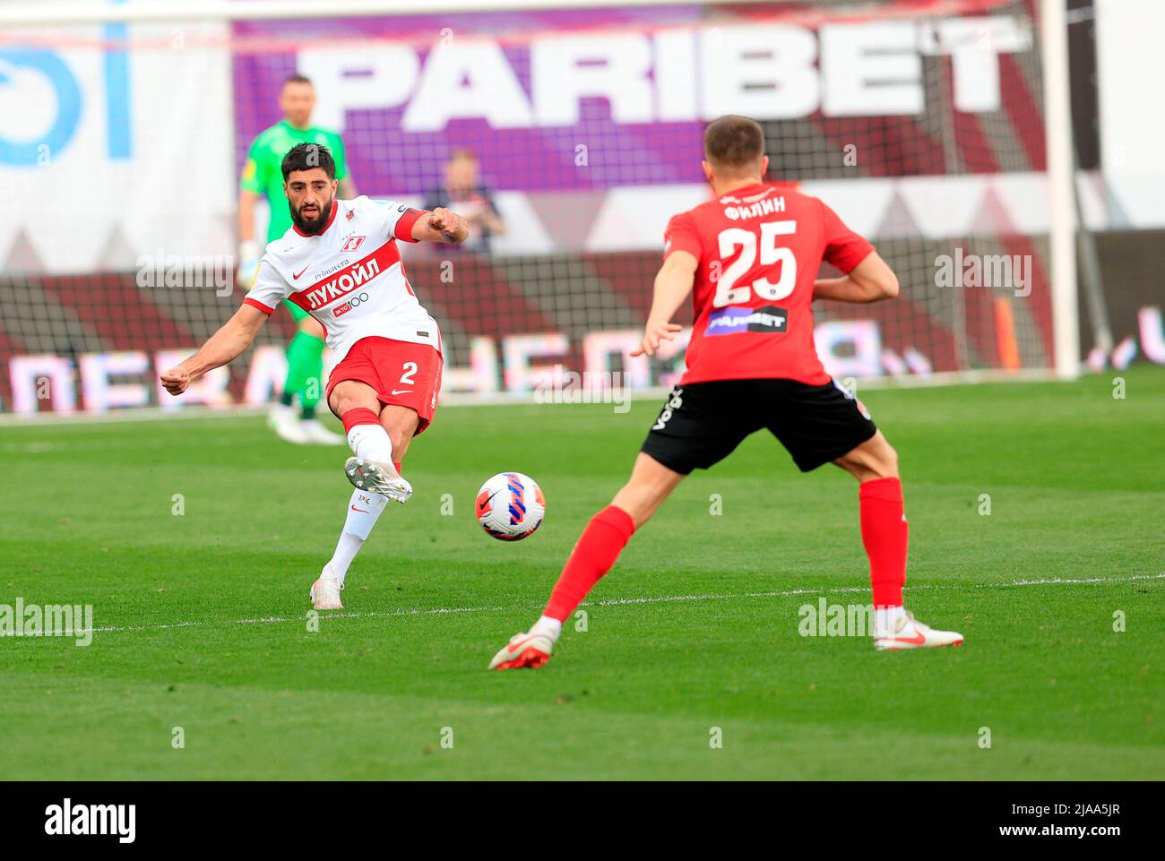 MOSCOW, RUSSIA, OCTOBER 20, 2021. The 2021/22 UEFA Europa League. Football  match between Spartak (Moscow) vs Leicester City (Leicester, England) at  Otkritie Arena in Moscow. Leicester von 3:4.Photo by Stupnikov Alexander/FC  Spartak