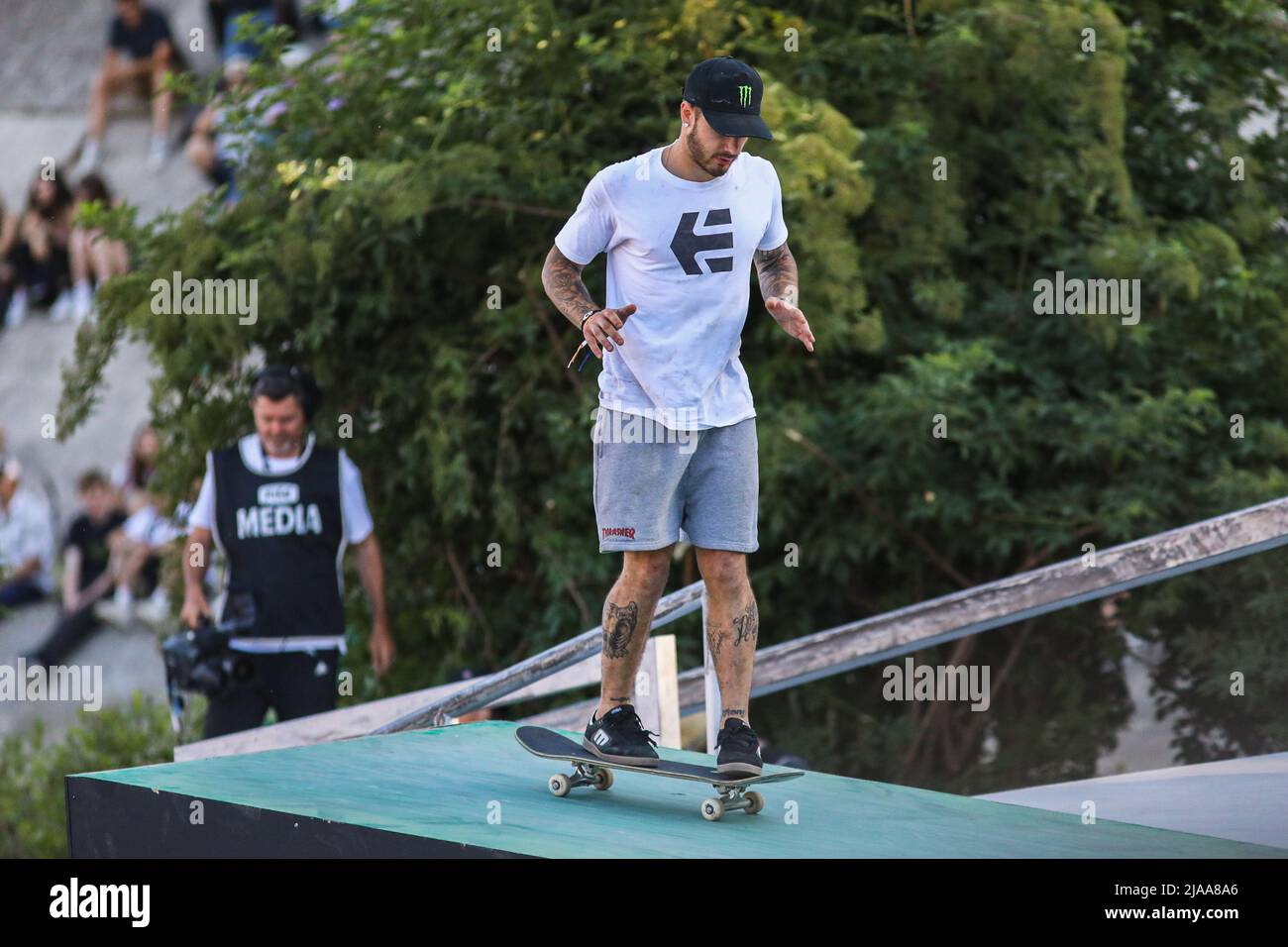 Aurelien Giraud the French skateboarder the SKATEBOARD STREET PRO MEN FINAL of the FISE sports event on May 28, 2022 Montpellier, Fran Stock Photo - Alamy
