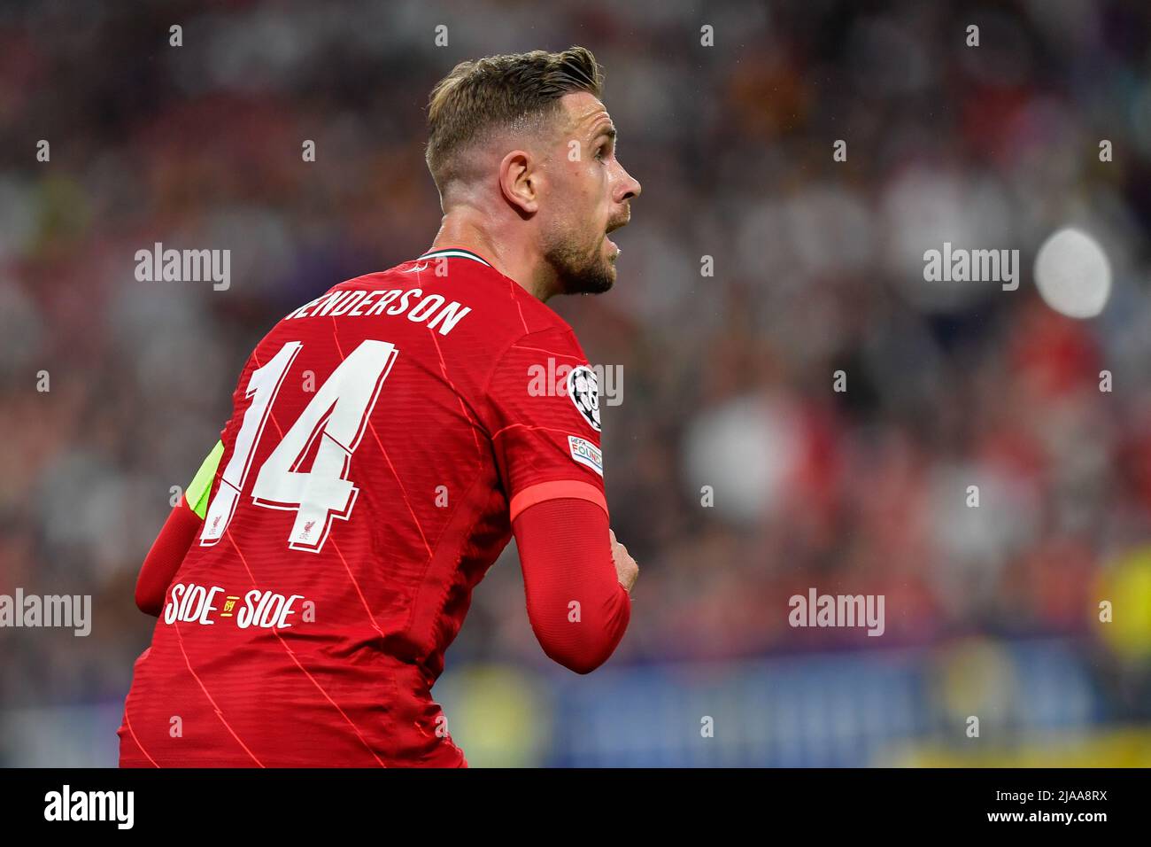 Paris, France. 28th May, 2022. Jordan Henderson (14) of Liverpool seen during the UEFA Champions League final between Liverpool and Real Madrid at the Stade de France in Paris. (Photo Credit: Gonzales Photo/Alamy Live News Stock Photo
