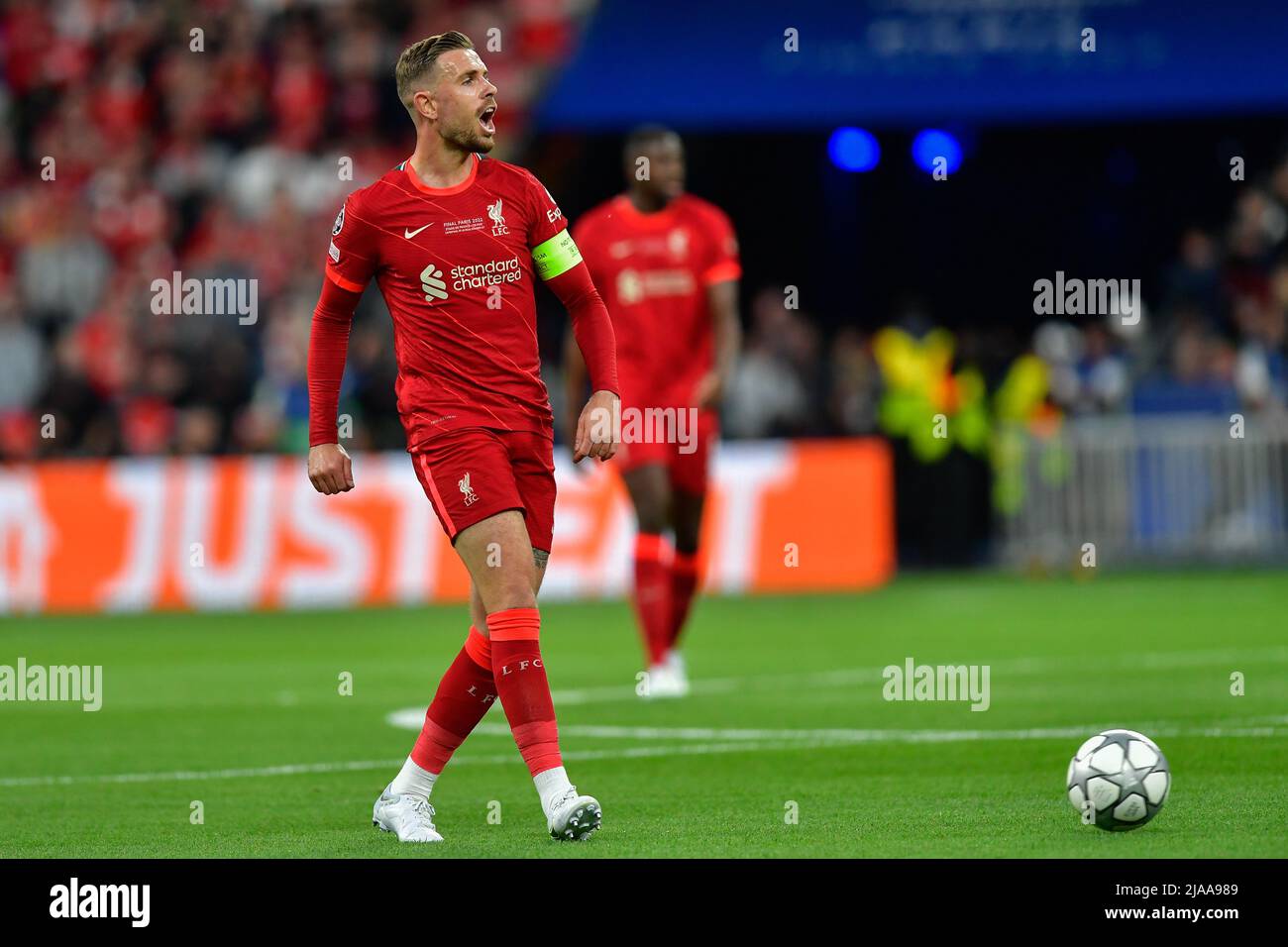 Paris, France. 28th, May 2022. Jordan Henderson (14) of Liverpool seen during the UEFA Champions League final between Liverpool and Real Madrid at the Stade de France in Paris. (Photo credit: Gonzales Photo - Tommaso Fimiano). Stock Photo