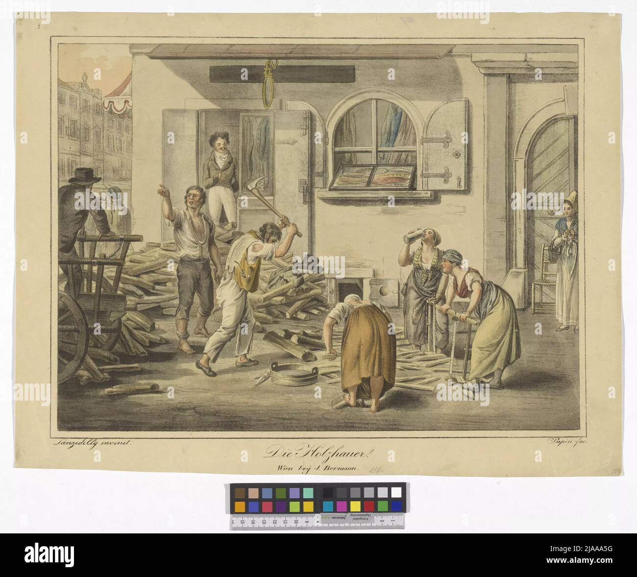 Wiener Scenen ':' Die Holzhauer. '. The Holzhauer. Jeremias Bermann (1770-1855), publishing house, after: Joseph d. Ä. Lanzedelly (Lanzedelli) (1772-1831), Drawer (1786-1839) , lithograph Stock Photo