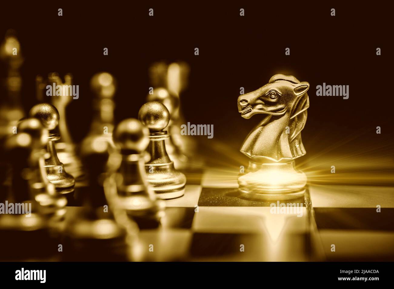 Chess piece represent business leader standing confront lead staff team employee in company concept Stock Photo