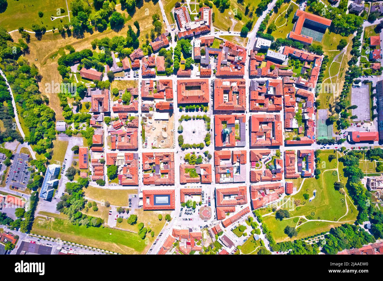 Historic town of Karlovac aerial panoramic view, central Croatia Stock Photo