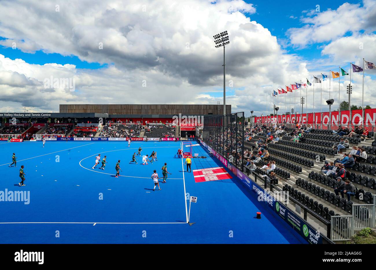 General view of play during the FIH Hockey Pro League match at Lee Valley, London. Picture date: Sunday May 29, 2022. See PA story HOCKEY England. Photo credit should read: Bradley Collyer/PA Wire. RESTRICTIONS: Use subject to restrictions. Editorial use only, no commercial use without prior consent from rights holder. Stock Photo