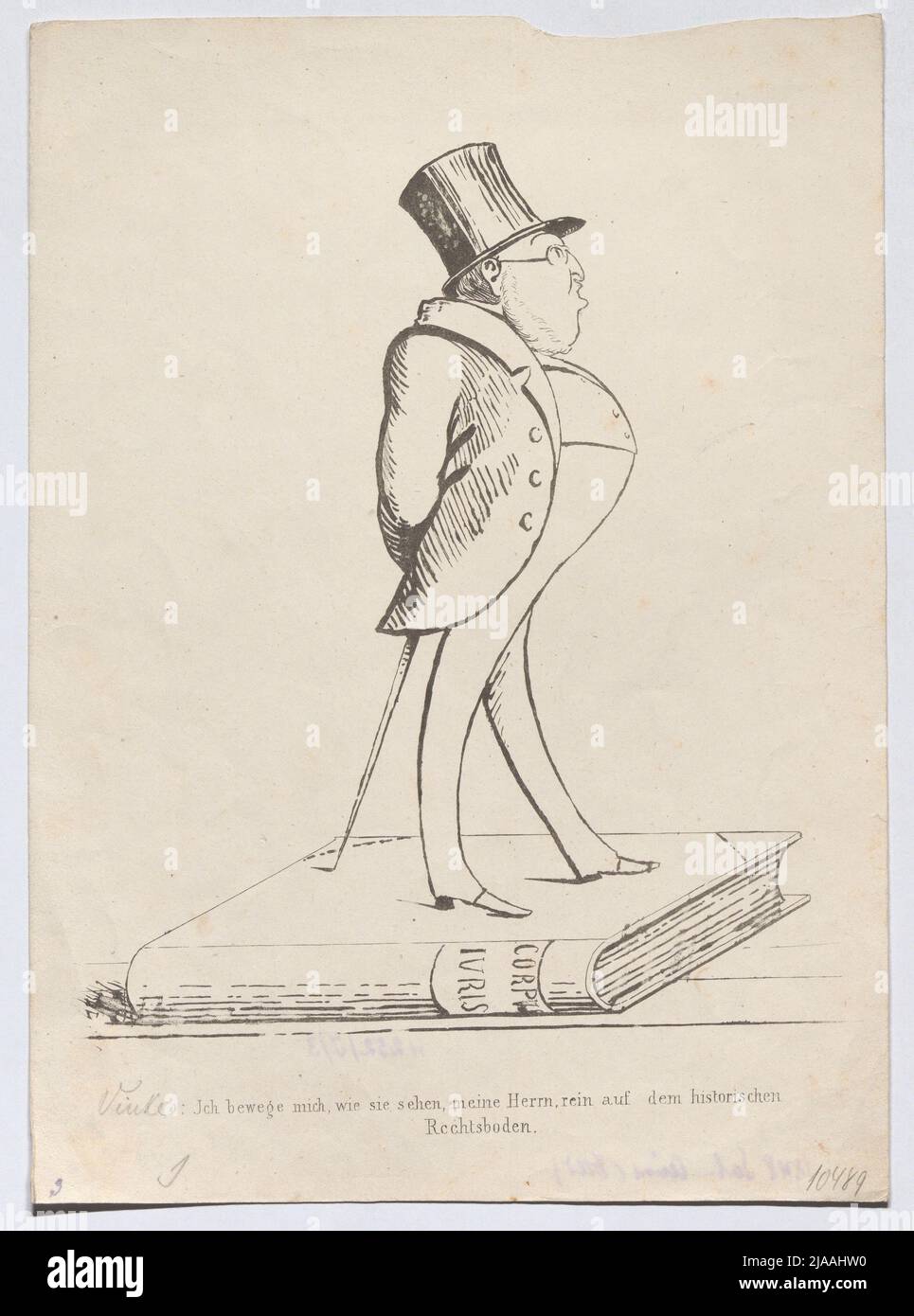 'I move as you see, gentlemen, purely on the historical / right floor.' (Caricature on Georg von Vincke, MP of the National Assembly in Frankfurt 1848). Gerhard Malß (1819-1885), Lithographer, Eduard Gustav May (1818-1907), publisher Stock Photo