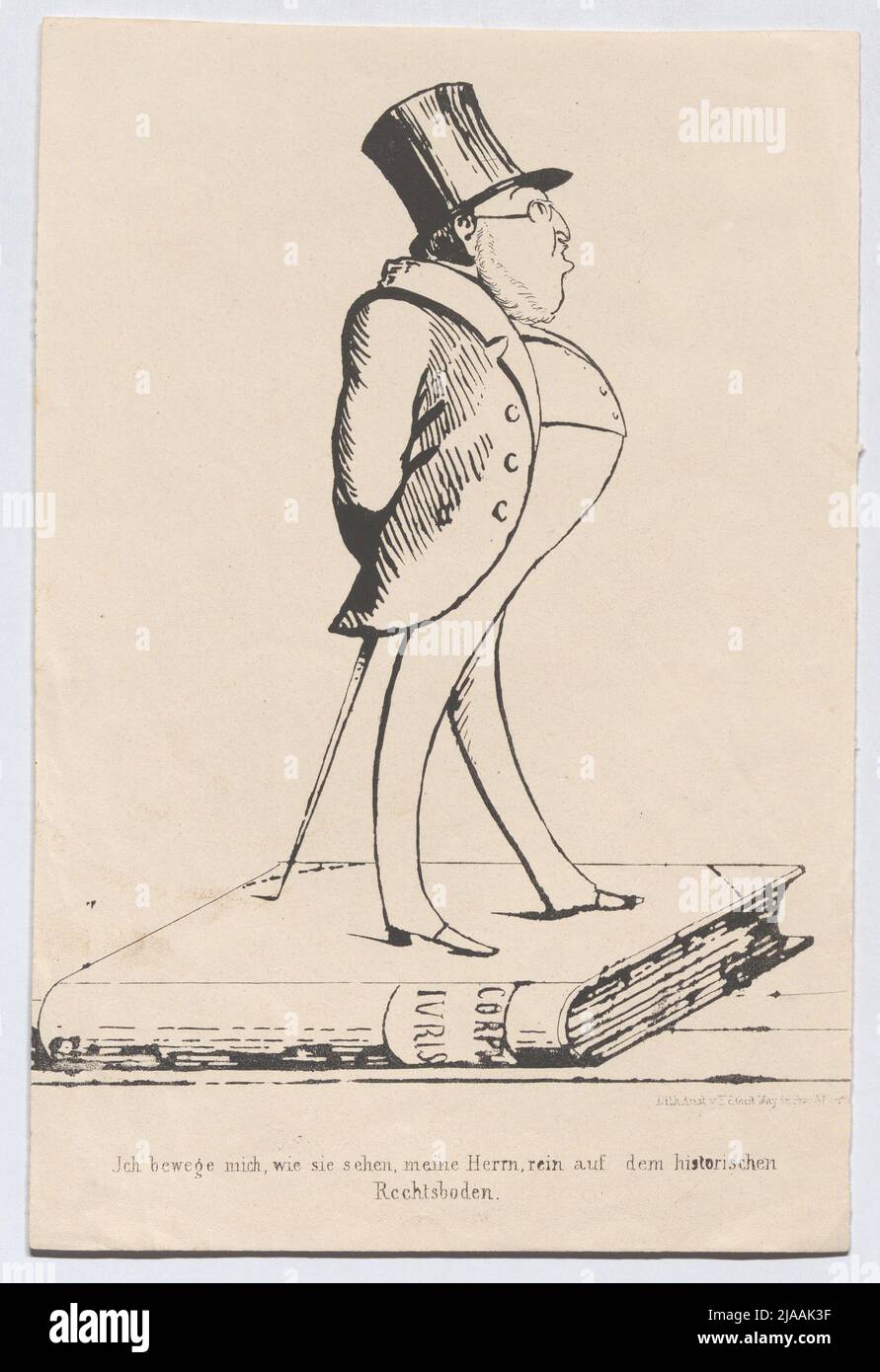 'I move as you see, gentlemen, purely on the historical / right floor.' (Caricature on Georg von Vincke, MP of the National Assembly in Frankfurt 1848). Gerhard Malß (1819-1885), Lithographer, Eduard Gustav May (1818-1907), publisher Stock Photo