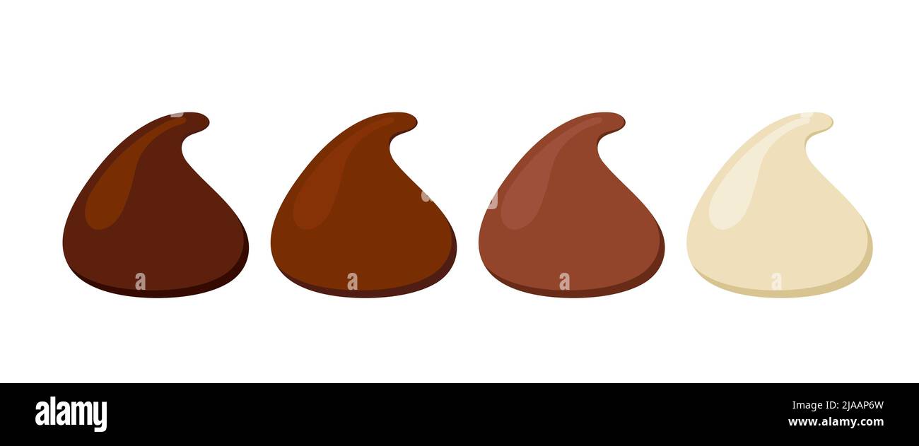 Chocolate chips for baking vector icon set. Stock Vector