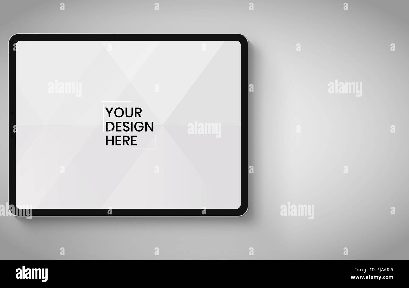 Tablet screen on white background mock up. Tablet modern monitor design