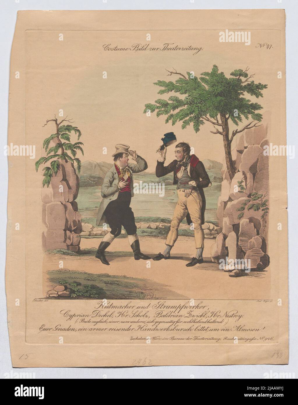 "Hutmacher and tights". Mr. Scholz as a cyprian lid, Mr. Nestroy as a