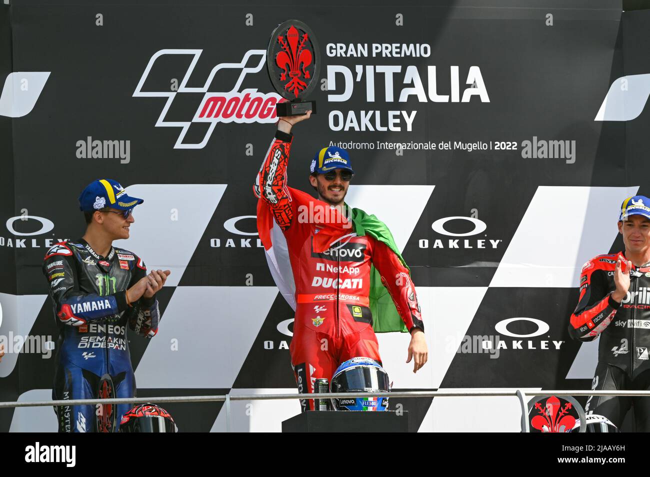 May 29, 2022, Scarperia (FI, Italy: Scarperia (FI), Italy, Mugello  International Circuit, May 29, 2022, MotoGP trophies during Gran Premio  dÃ¢â‚¬â„¢Italia Oakley Race - MotoGP World Championship. (Credit Image: ©  Alessio Marini/LPS