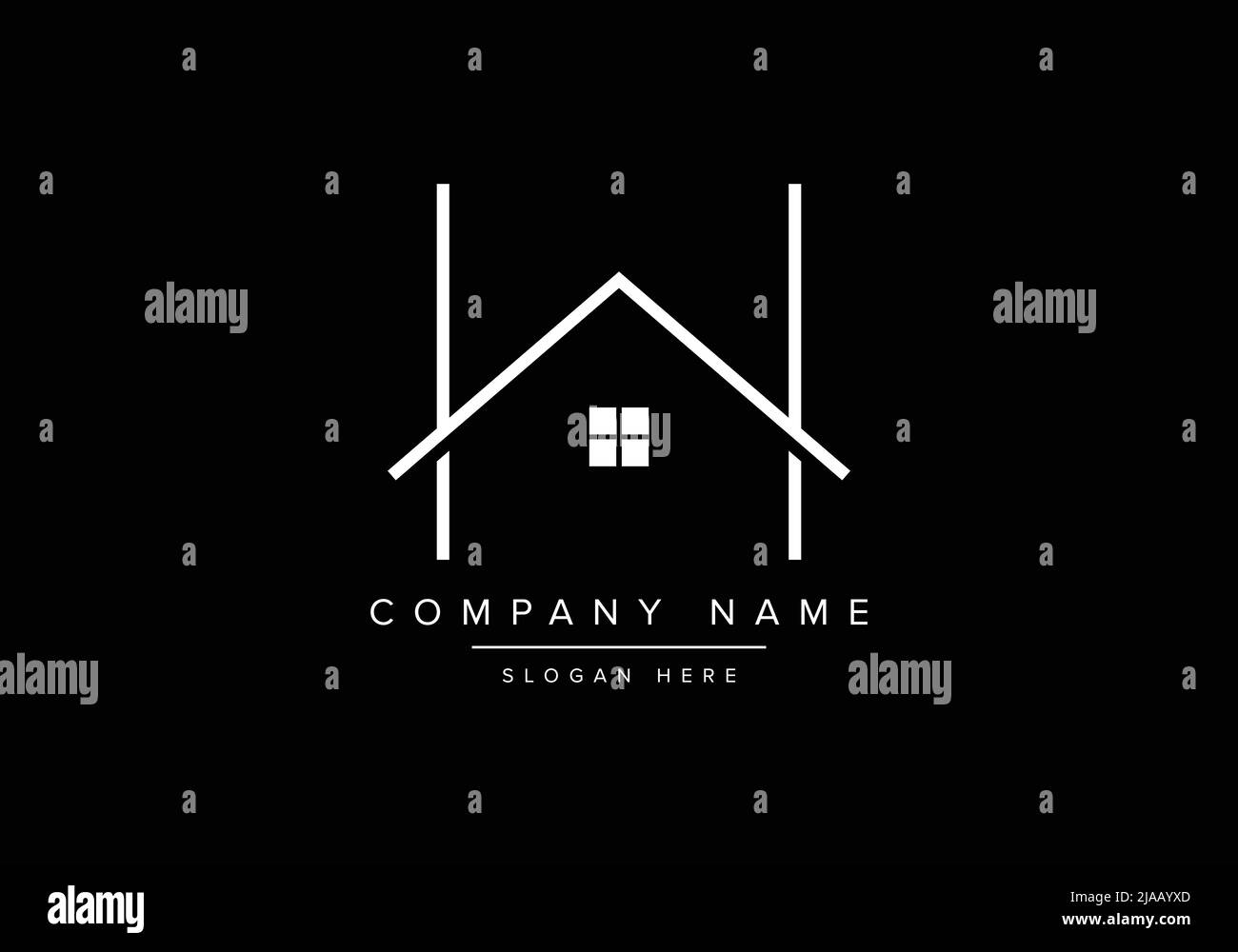 Alphabet letter icon logo W with a house or home. Real estate line art ...