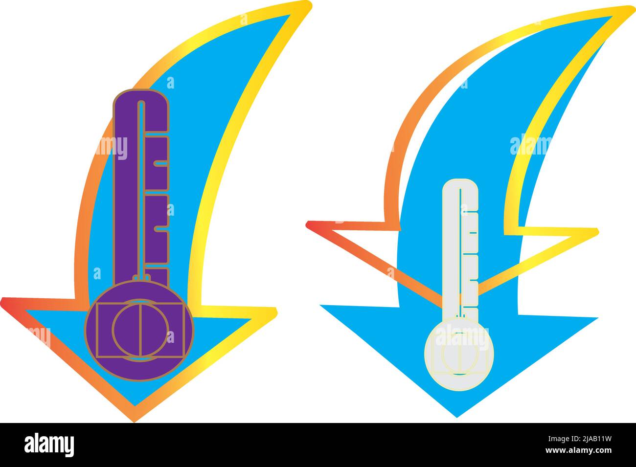 Two kind of Thermometers and Bow icon. Blue thermometer to check up ...