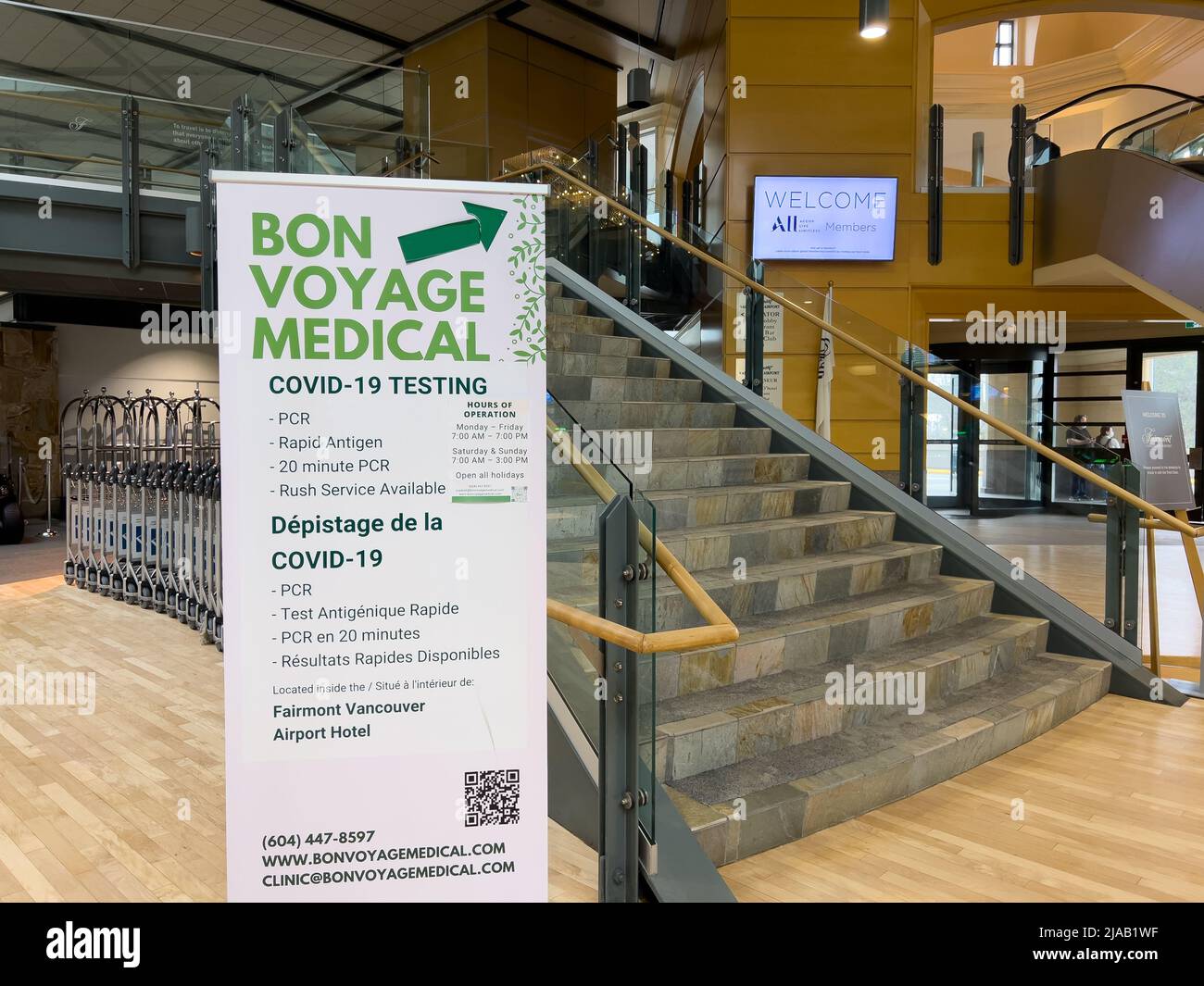 Vancouver, Canada January 15,2022 View of sign Rapid Antigen Testing