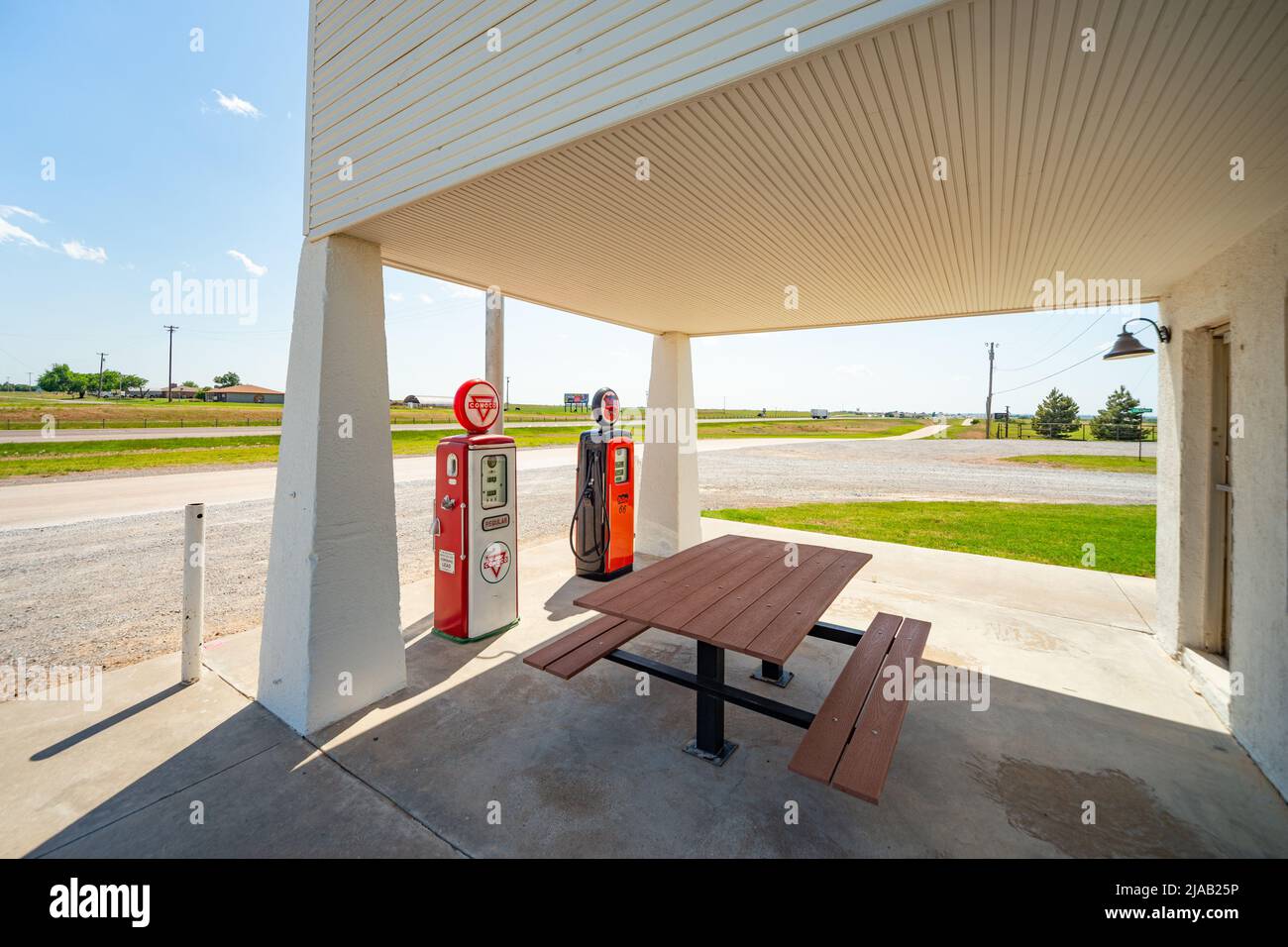 Lucille's historic highway gas station, also known as Provine service station, a restored service station on Route 66, Hydro, Oklahoma, USA Stock Photo