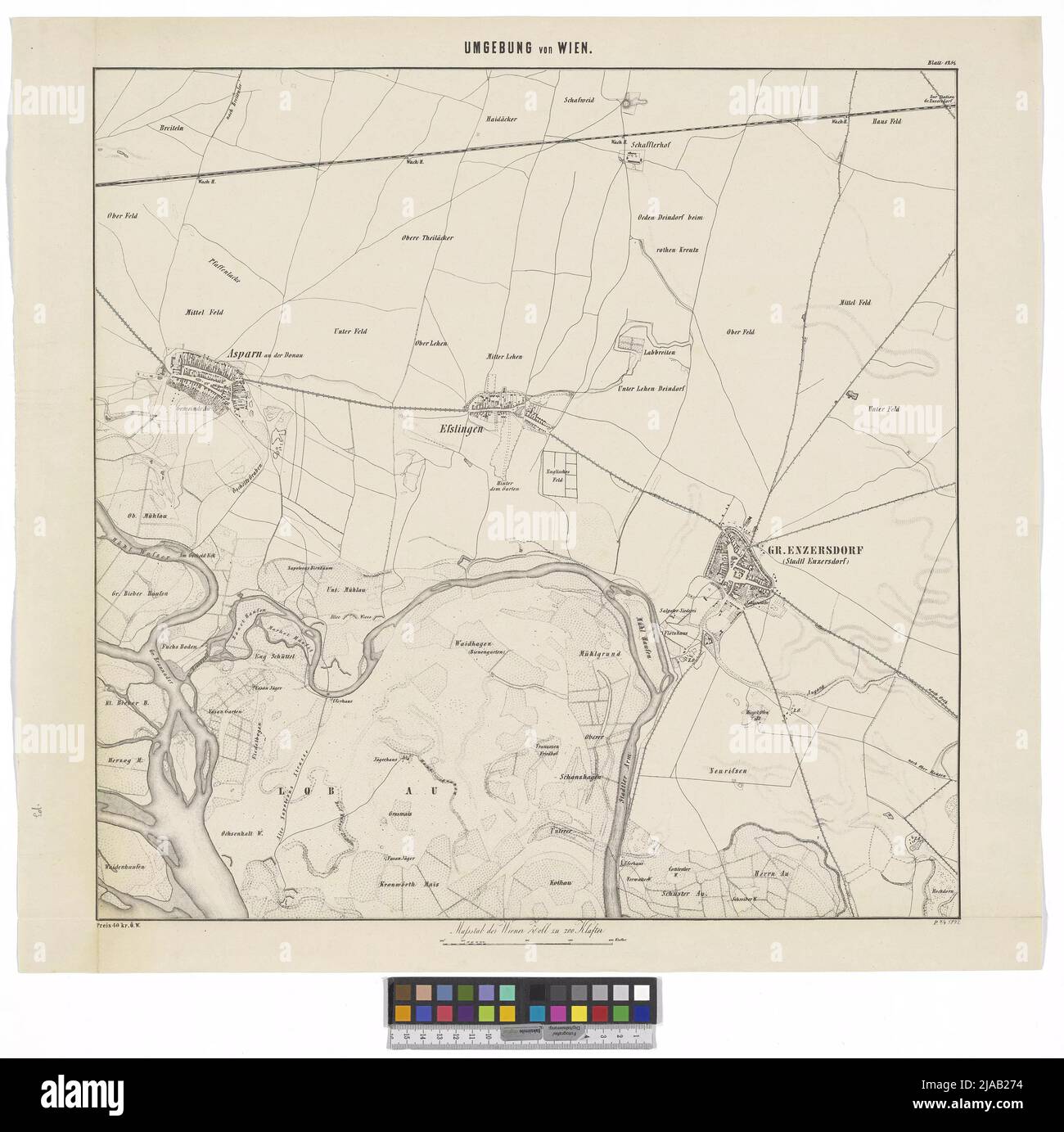 Surroundings of Vienna (sheet 12 1/2: Groß-Enzersdorf). Military Geographic Institute (1840-1921), editor Stock Photo