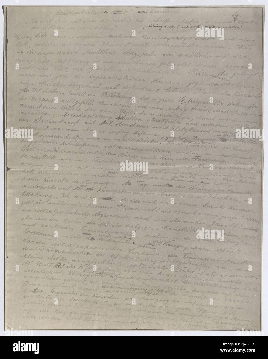 "Social democratic from Austria". Letter to the office of the socialist 