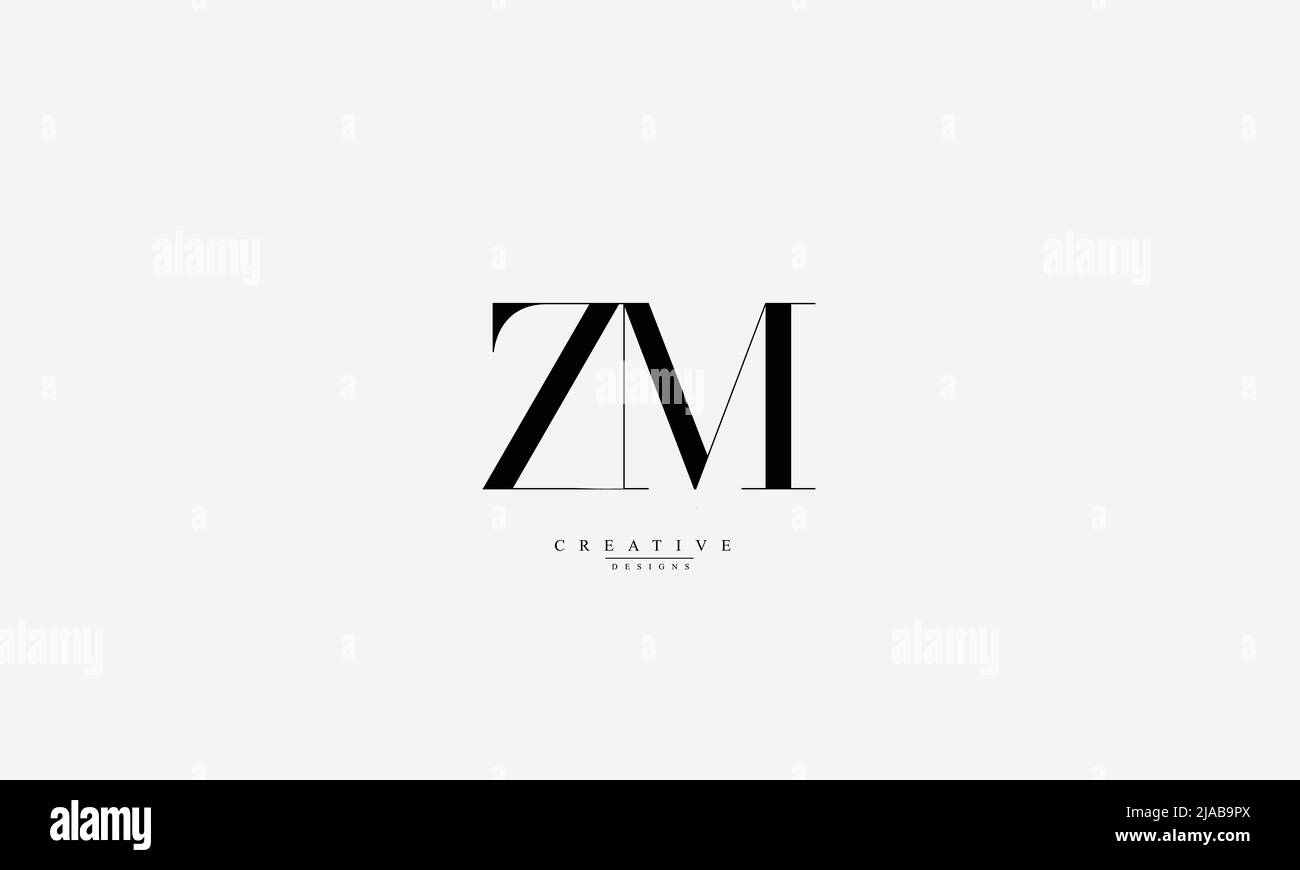 Alphabet letters Initials Monogram logo ZM MZ Z M Stock Vector
