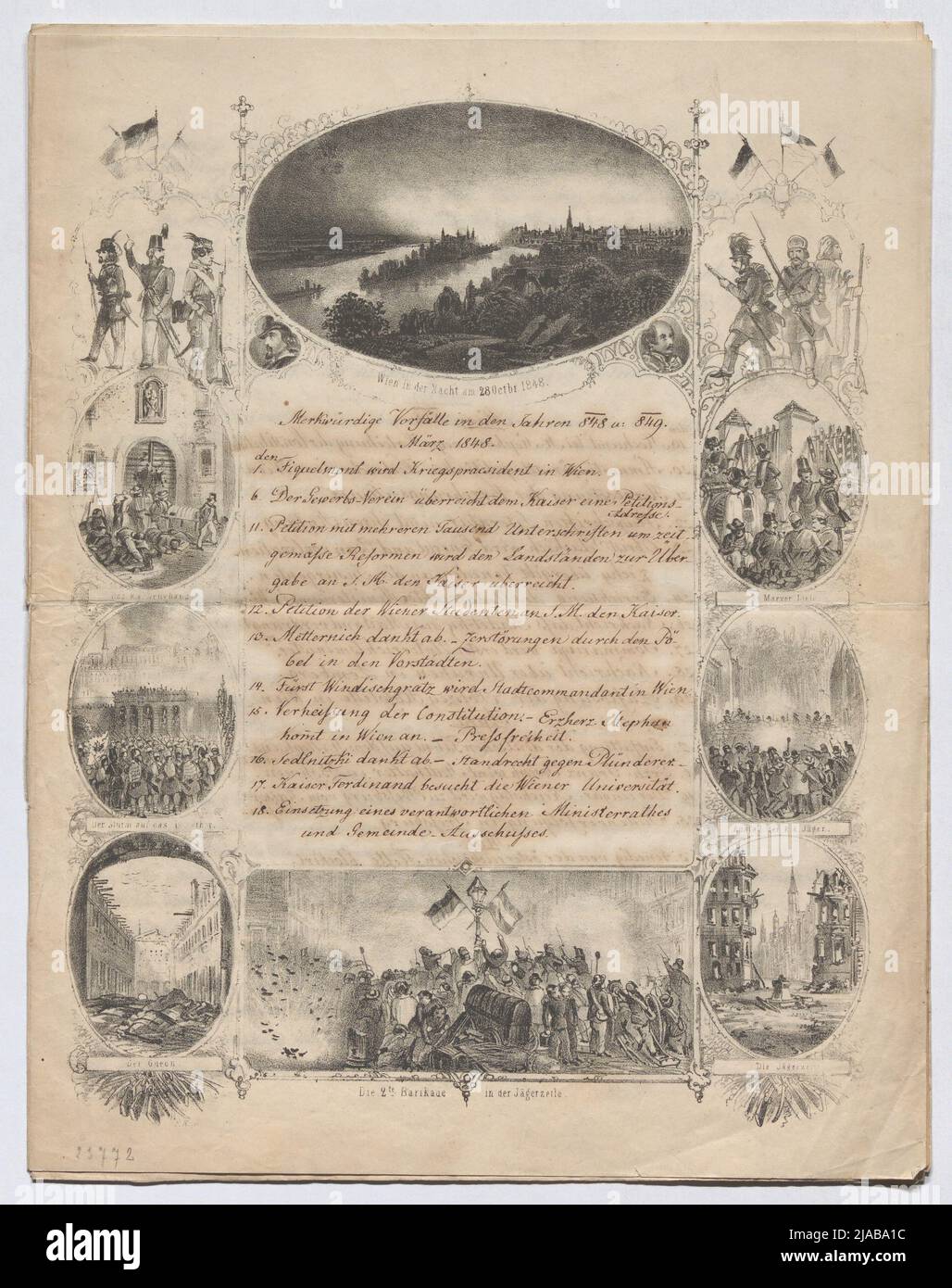 "Strange incidents in the years 848 U: 849". (Calendar of the Revolution of 1848/49). Franz Kaliwoda, Lithograph Stock Photo