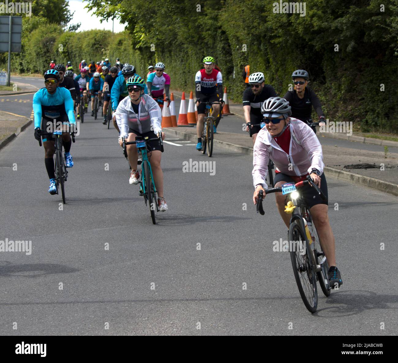 Entrants Competitors Charity Cycling Event RideLondon Fyfield Essex Stock Photo