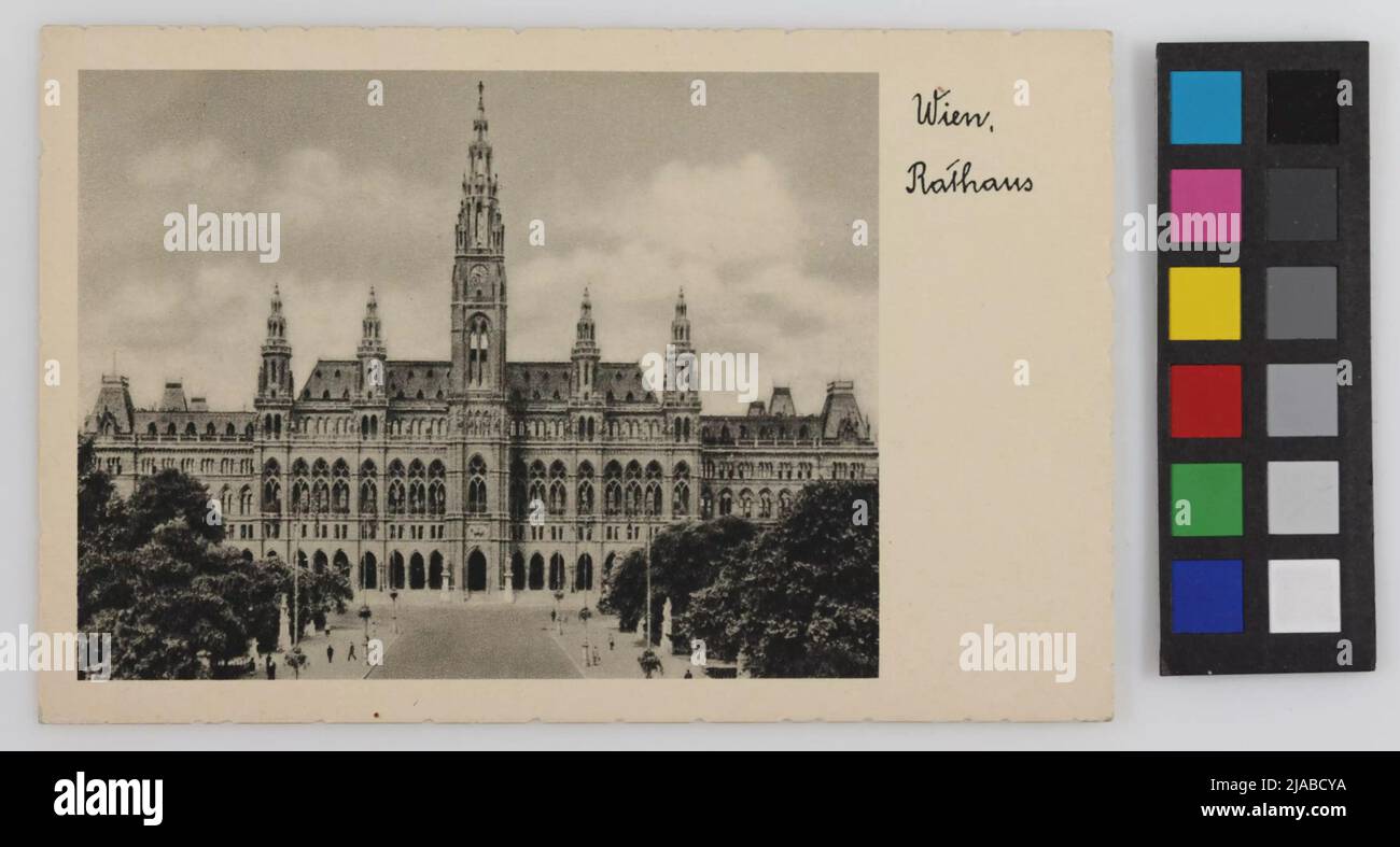 Vienna, town hall. Verlagsanstalt "Grapha" Vienna, producer Stock Photo