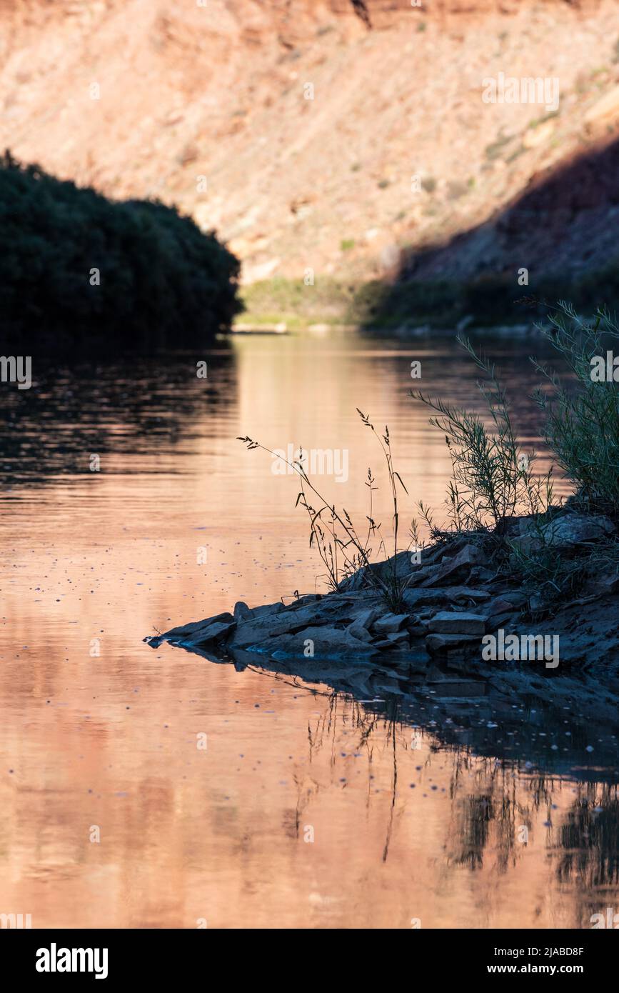Canyon wall reflected in the Green River, Utah Stock Photo Alamy