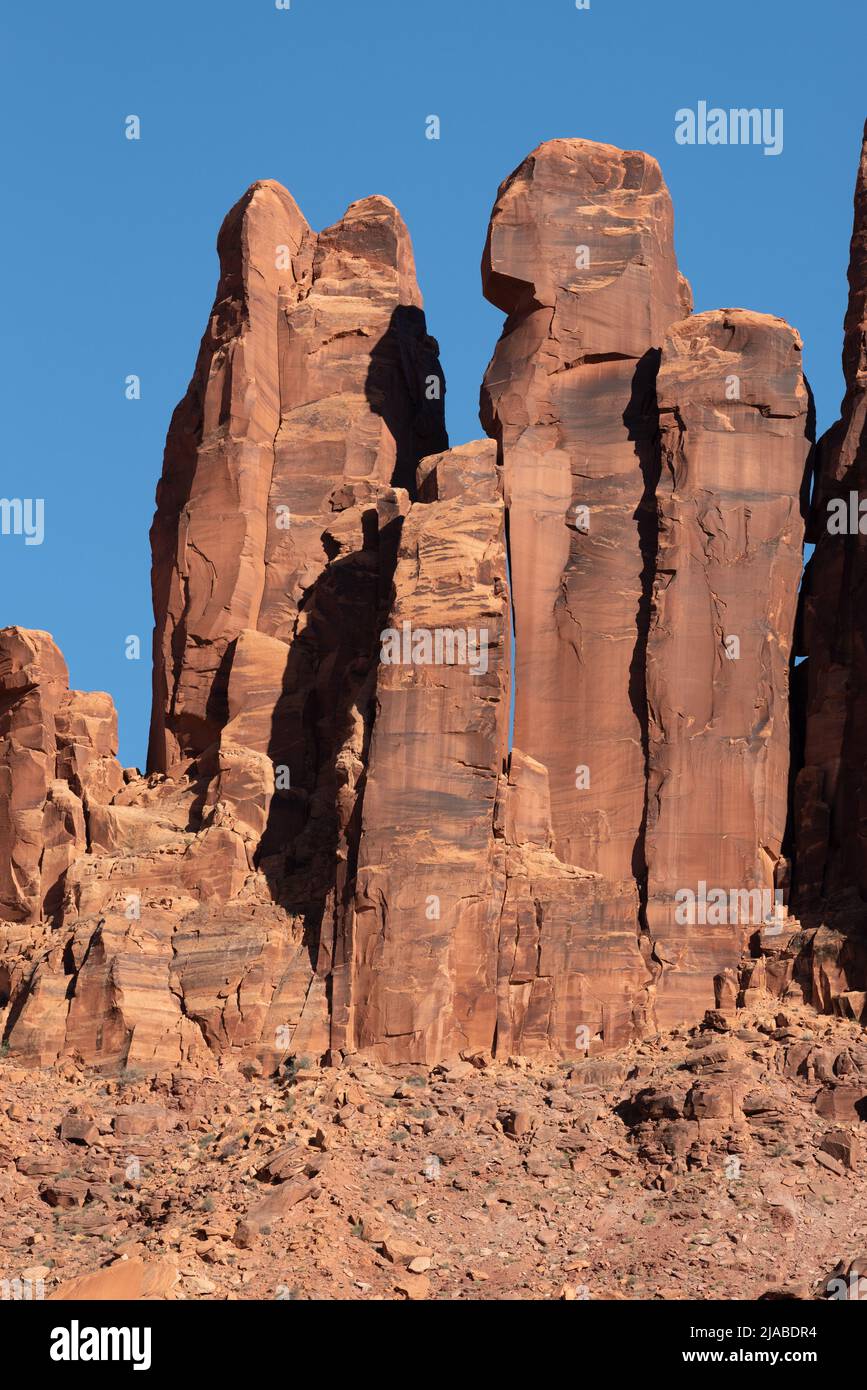 Sandstone pinnacles, Labyrinth Canyon, Utah. Stock Photo