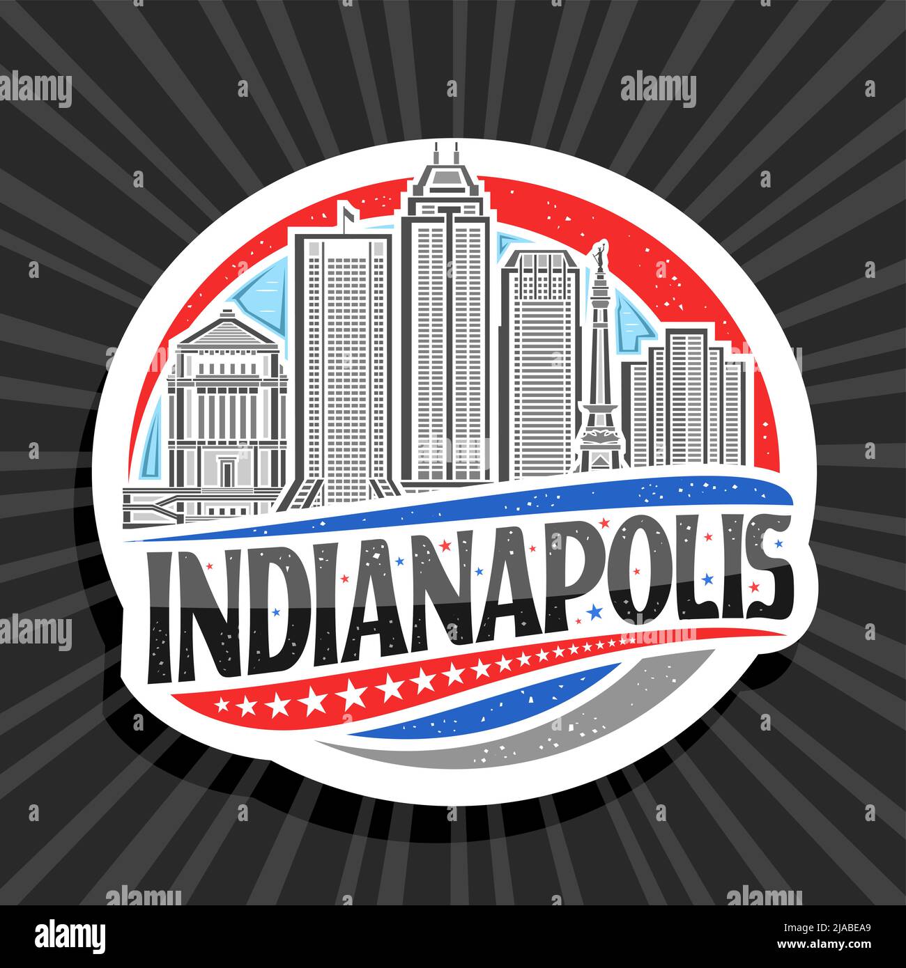 Vector logo for Indianapolis, white decorative tag with illustration of
