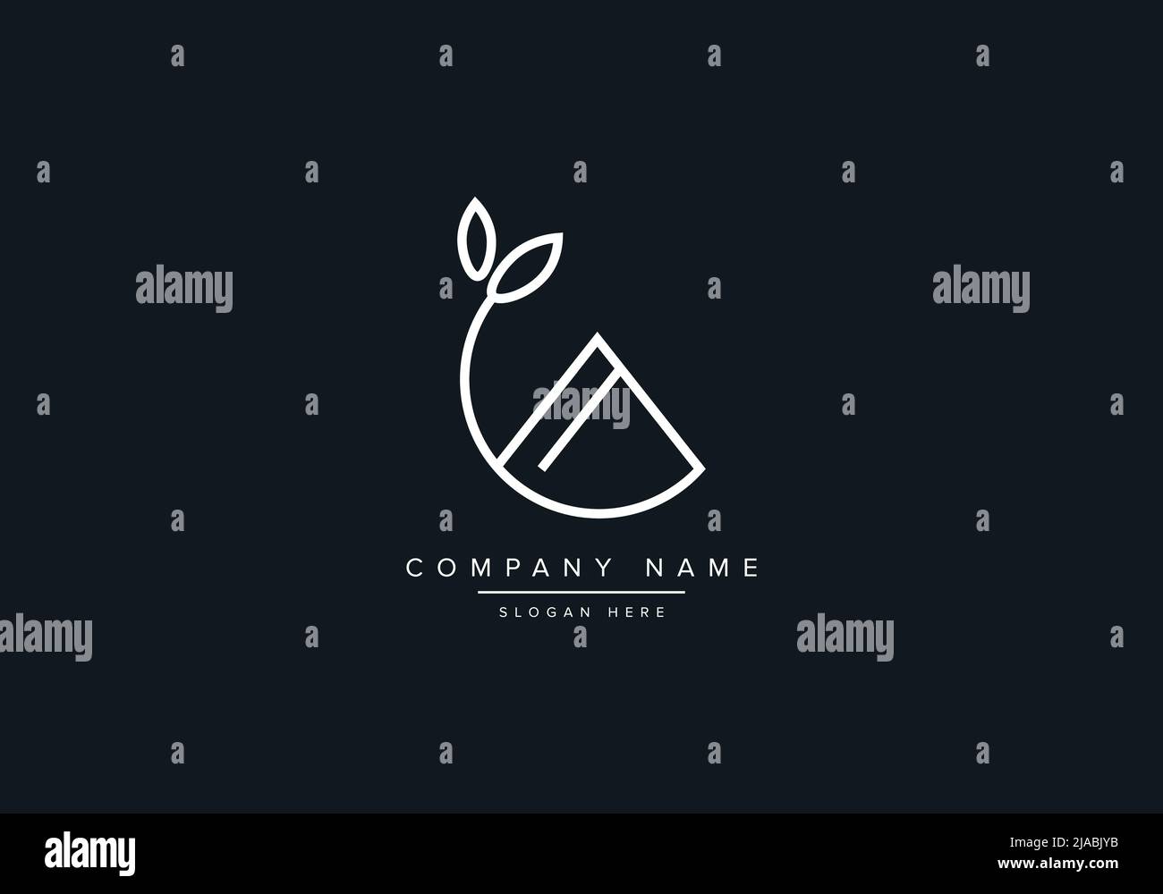 line art house logo vector with leaf Stock Vector Image & Art Alamy