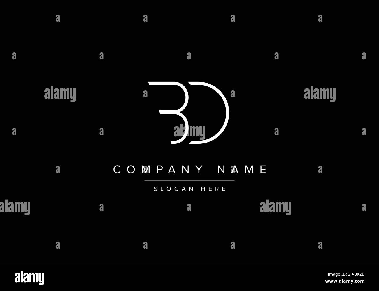 Creative minimal line art icon logo, BD monogram logo Stock Vector