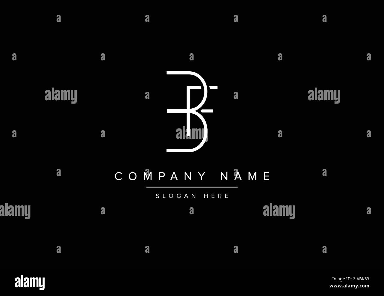 Creative minimal line art icon logo, BF monogram logo Stock Vector