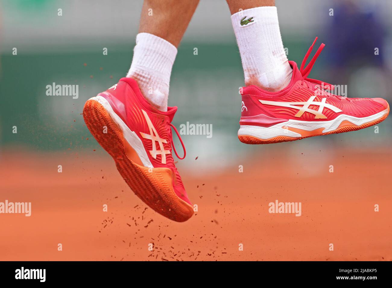 Paris, France. 29th May 2022; Roland Garros, Paris, France: French Open  Tennis tournament: Novak Djokovic (SRB) wears Asics Credit: Action Plus  Sports Images/Alamy Live News Stock Photo - Alamy