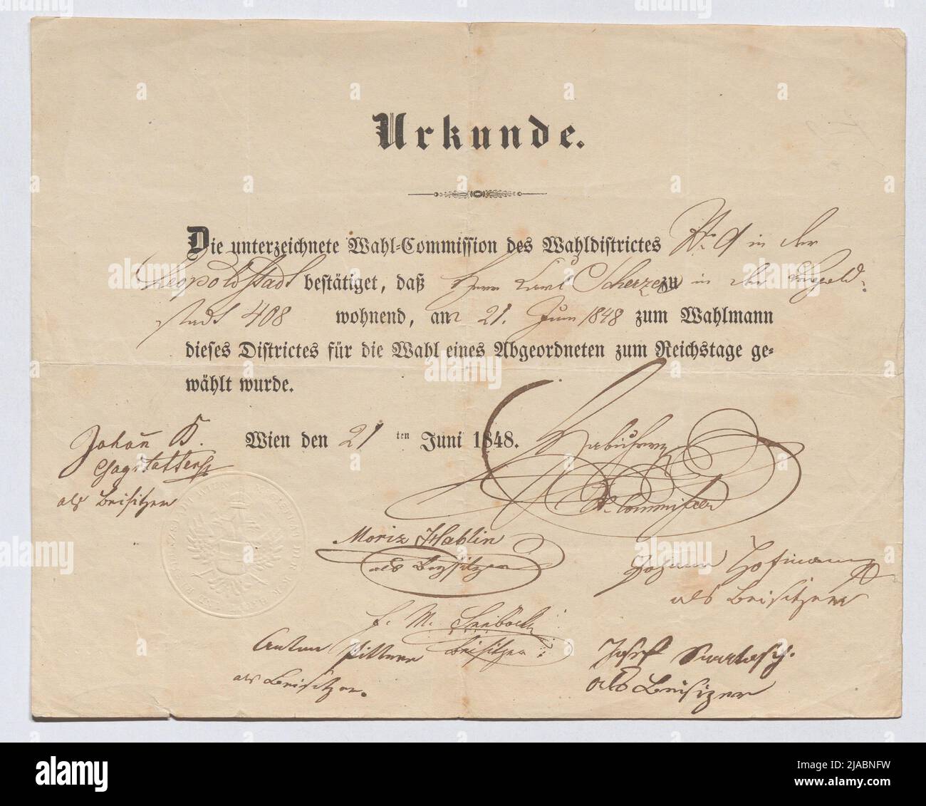 Confirmation of the election as electionman for the Reichstag elections