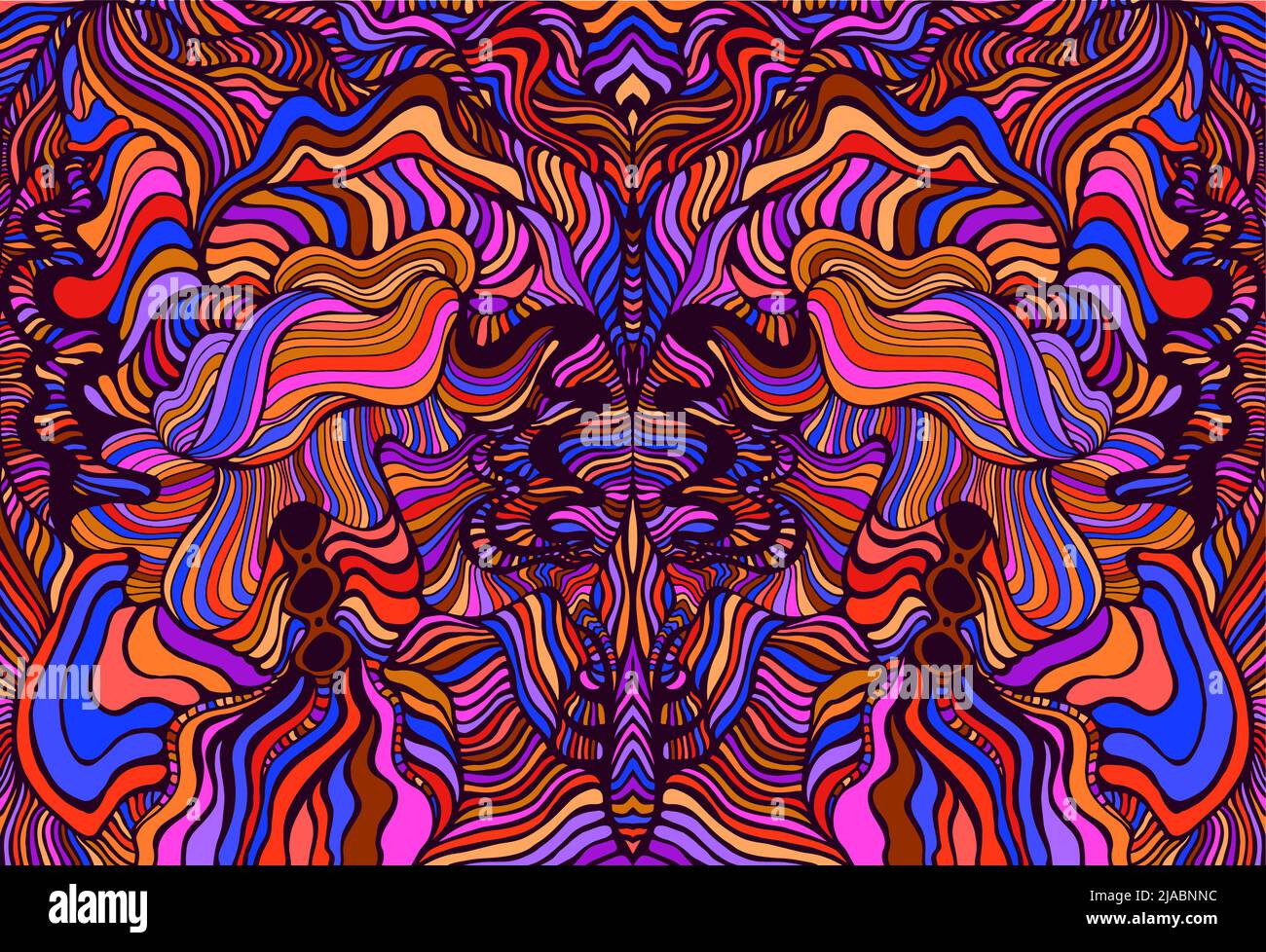 Symmetrical motley hippie trippy psychedelic abstract