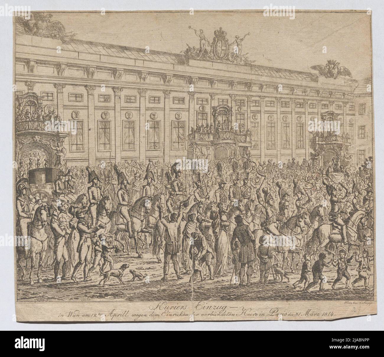 Recovery of couriers in Vienna on April 12, 1814 after the allied armies in Paris moved on March 31. C. Seipp, publisher Stock Photo