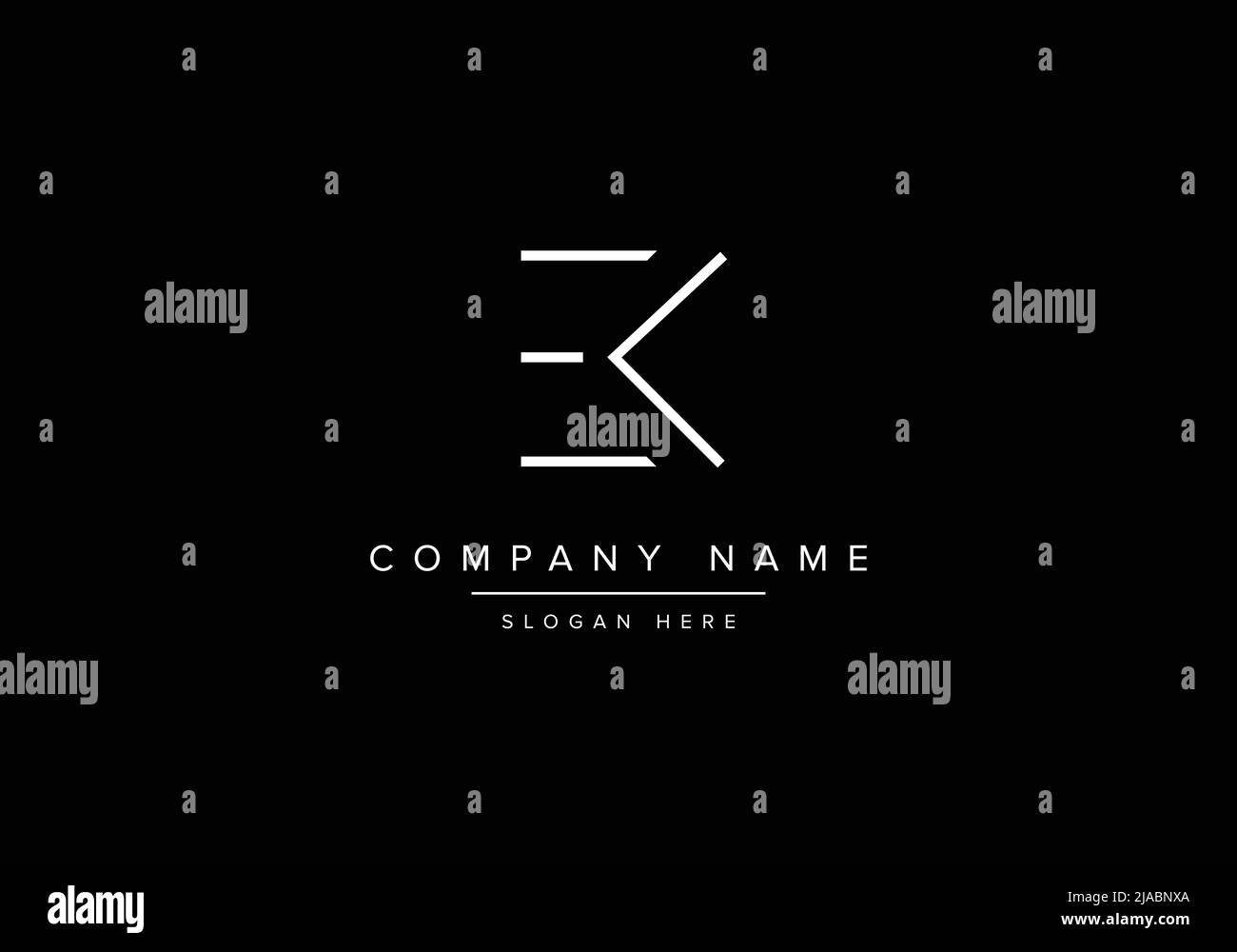 Creative minimal line art icon logo, EK monogram logo Stock Vector