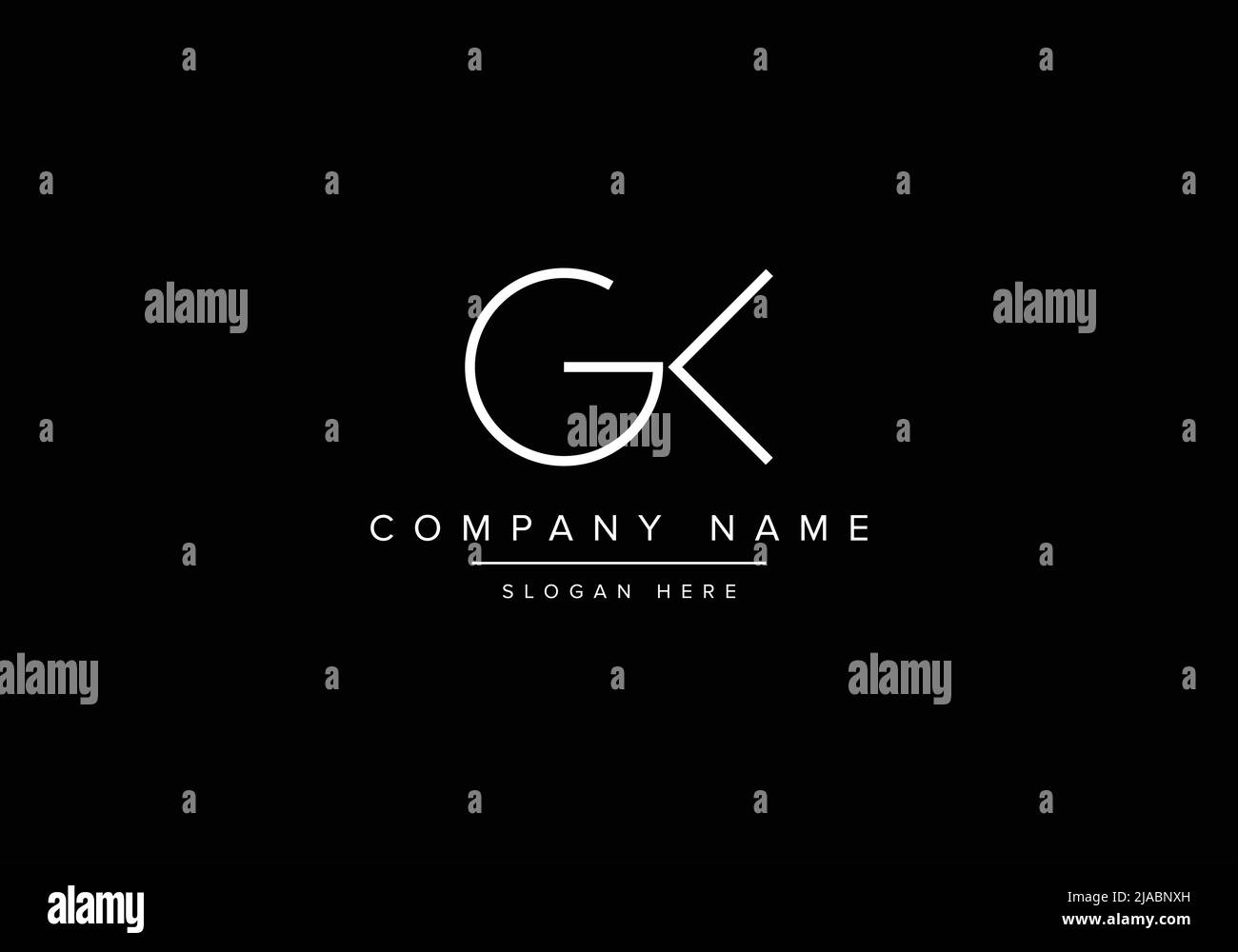 Creative minimal line art icon logo, GK monogram logo Stock Vector