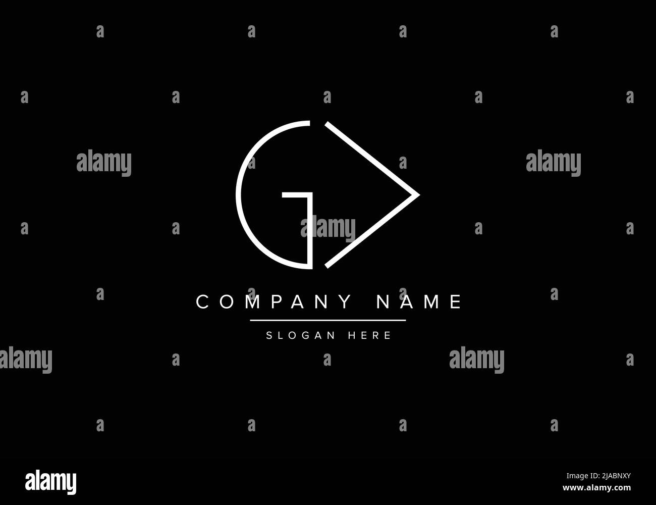 Creative minimal line art icon logo, GV monogram logo Stock Vector