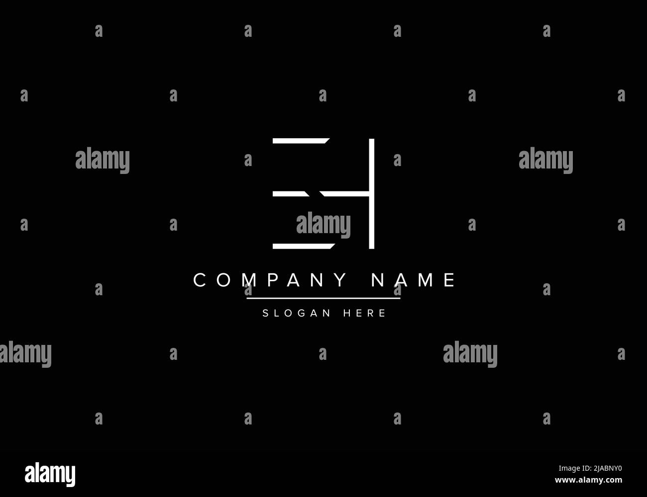 Creative minimal line art icon logo, EH monogram logo Stock Vector