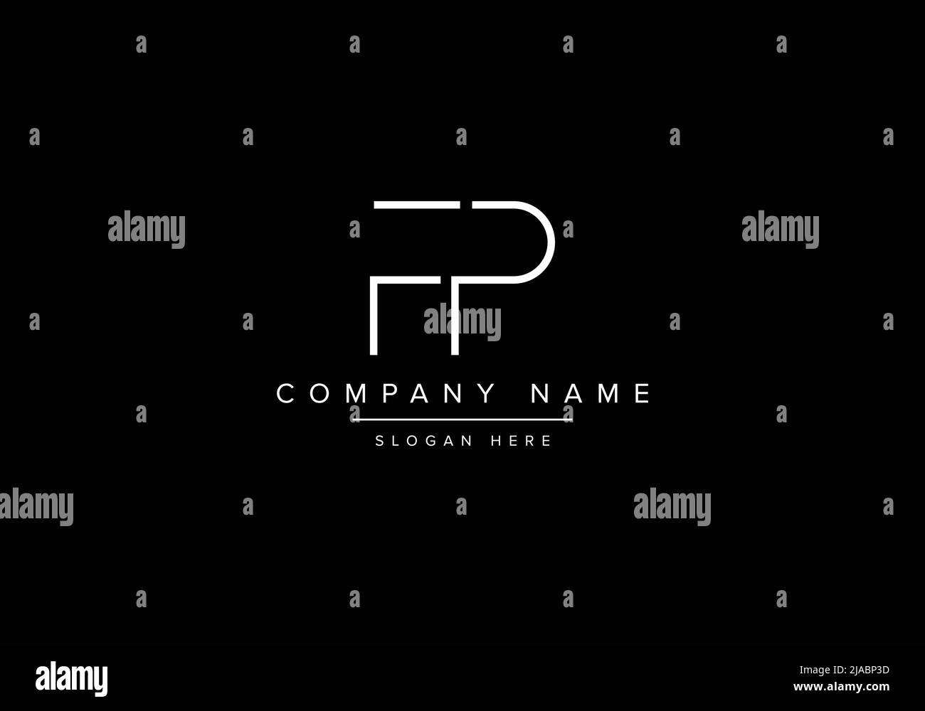 Creative minimal line art icon logo, FP monogram logo Stock Vector