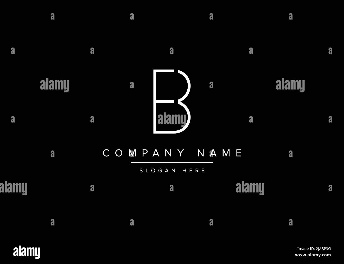 Creative minimal line art icon logo, FB monogram logo Stock Vector
